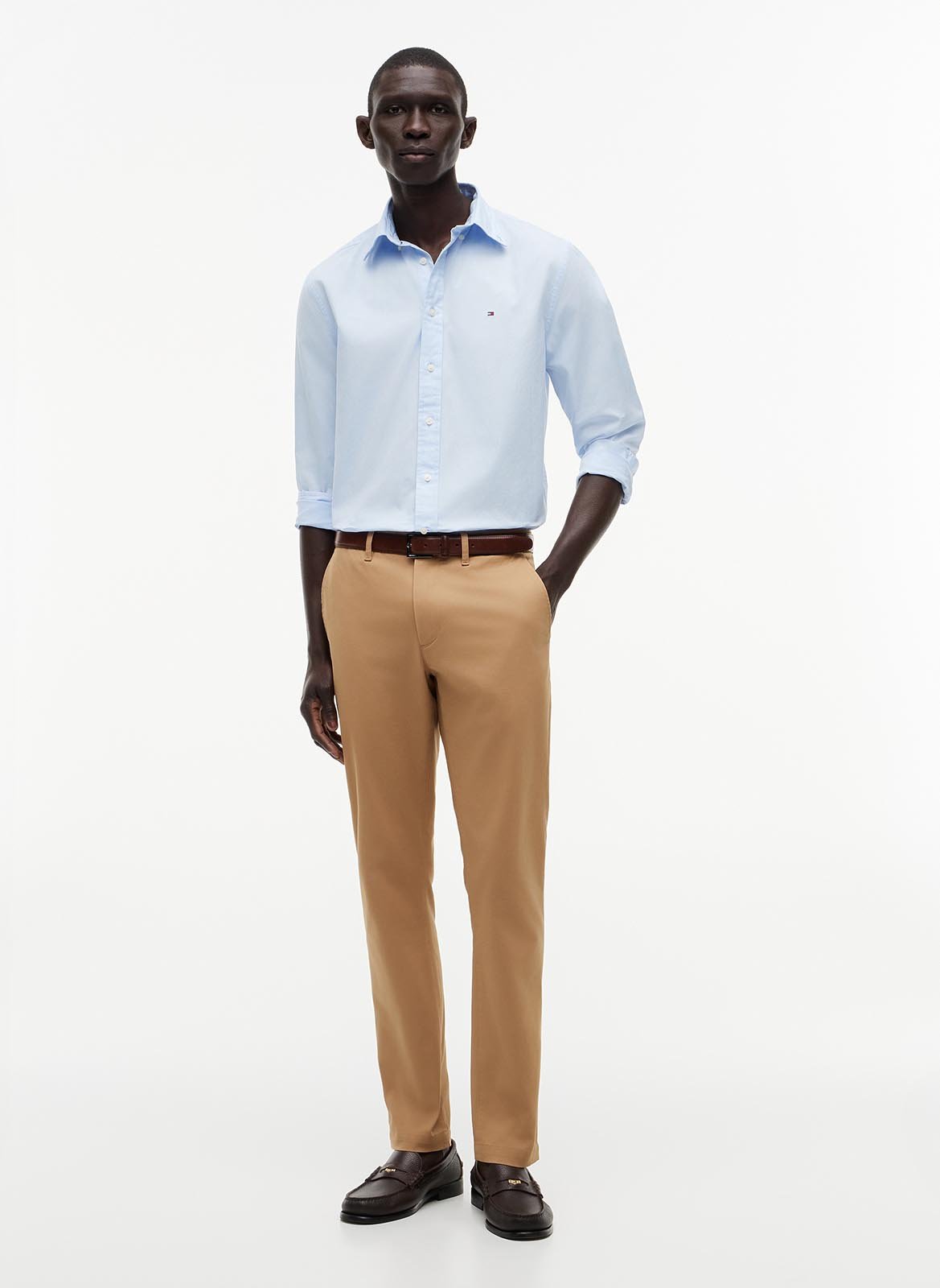 Straight buttoned cotton shirt TOMMY HILFIGER Blue