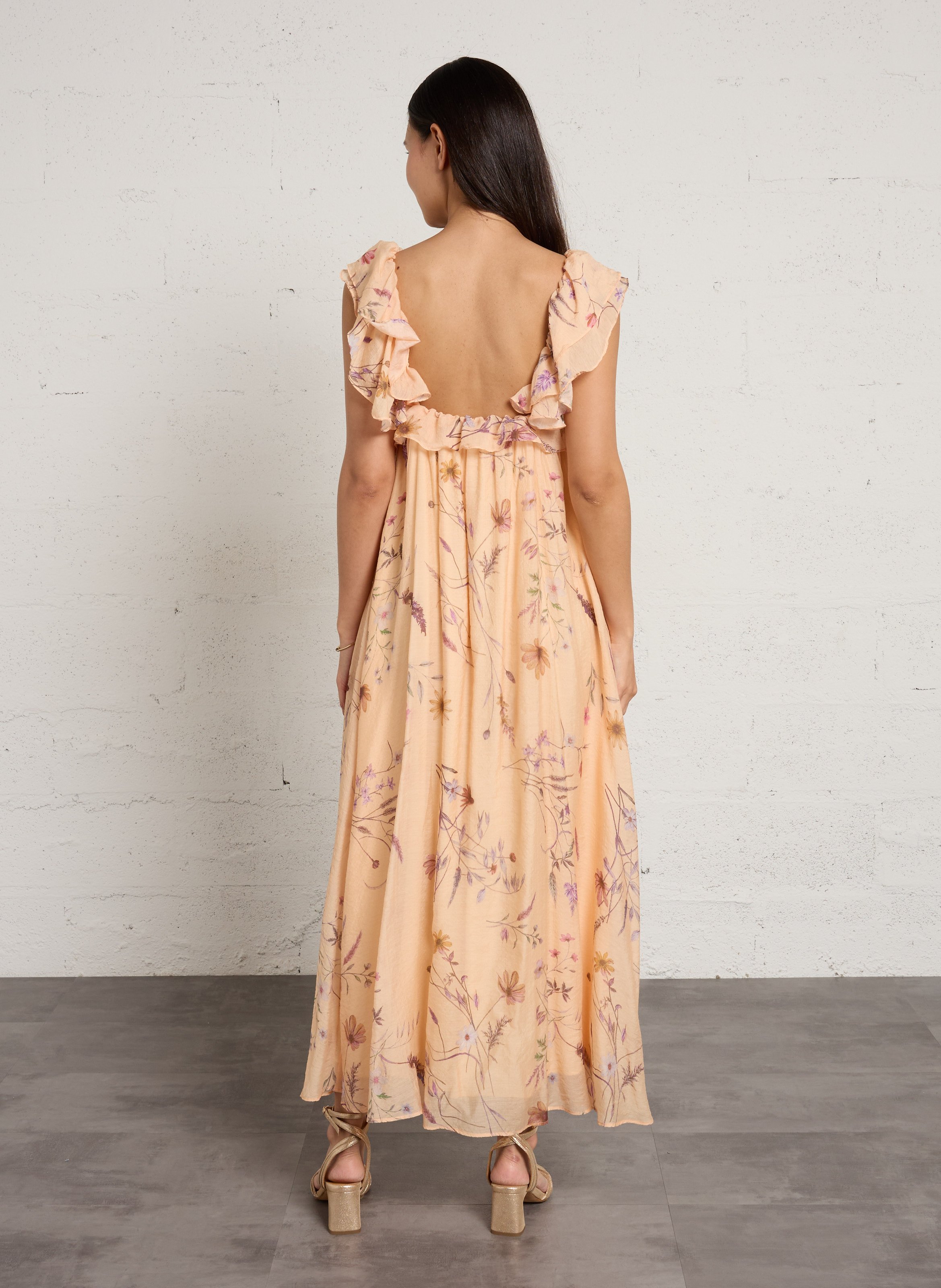 Langes, weit geschnittenes Kleid mit Print BERENICE Mehrfarbig