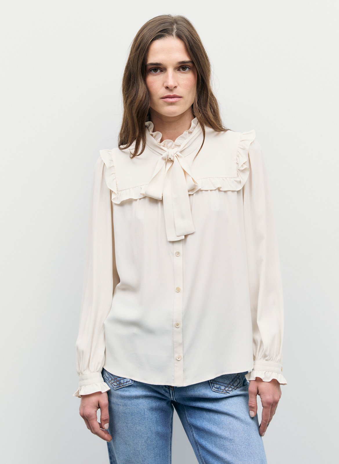 Fließendes Hemd mit kleinen Volants GERARD DAREL Beige