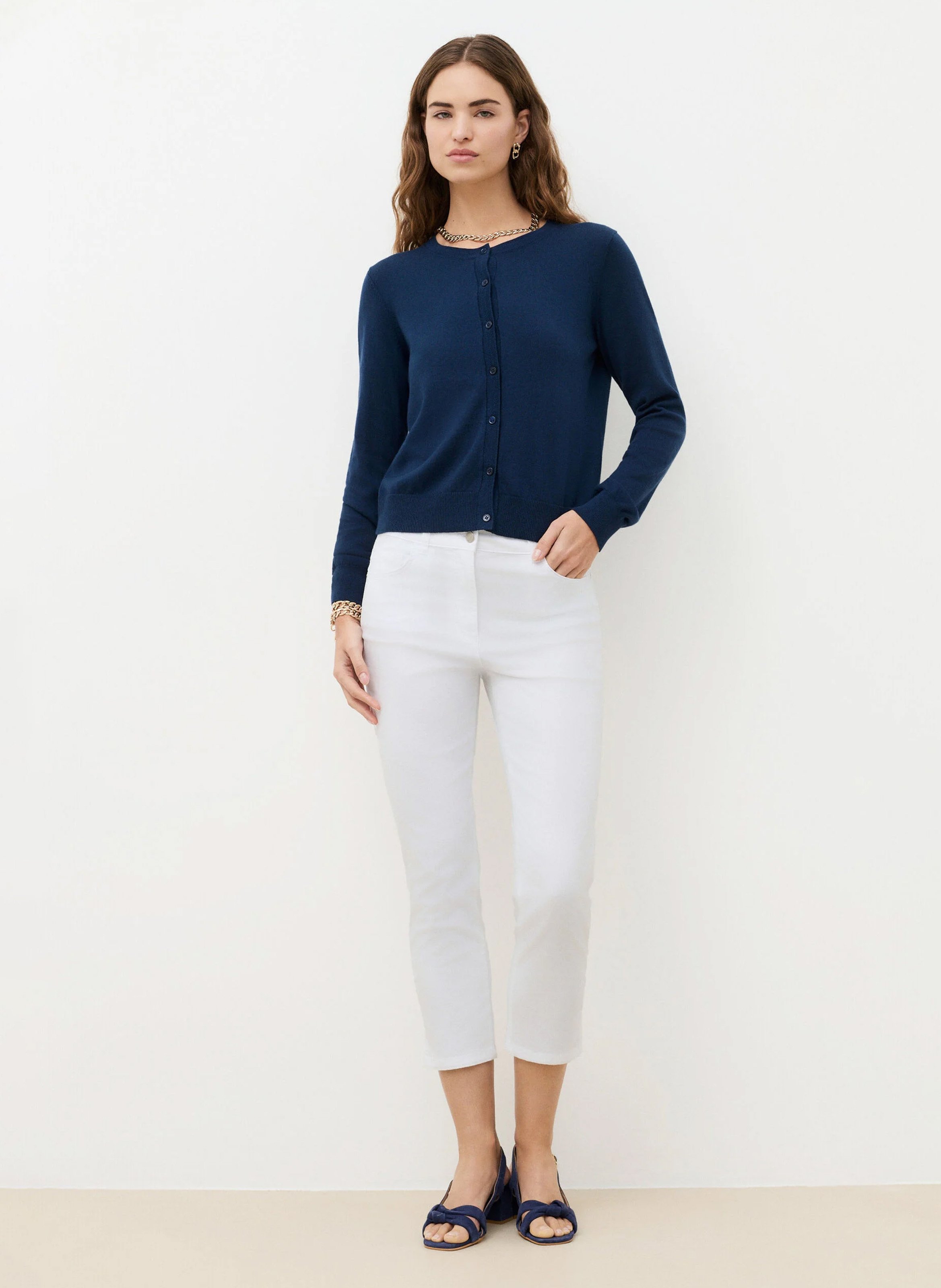 Baumwoll-Strickweste mit Rundhalsausschnitt CAROLL Blau