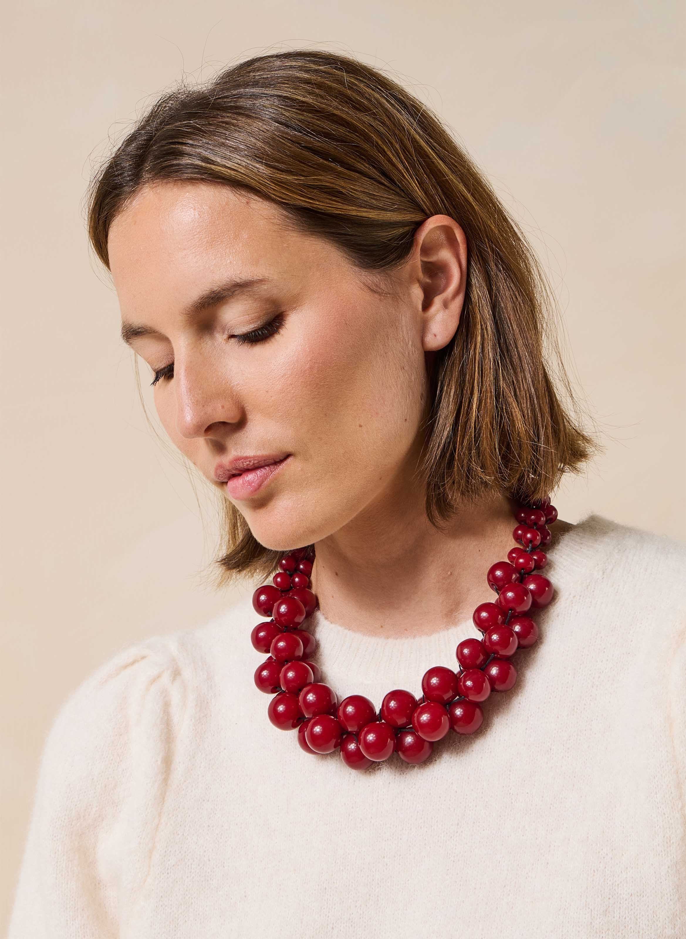 Beaded choker LA FEE MARABOUTEE Red