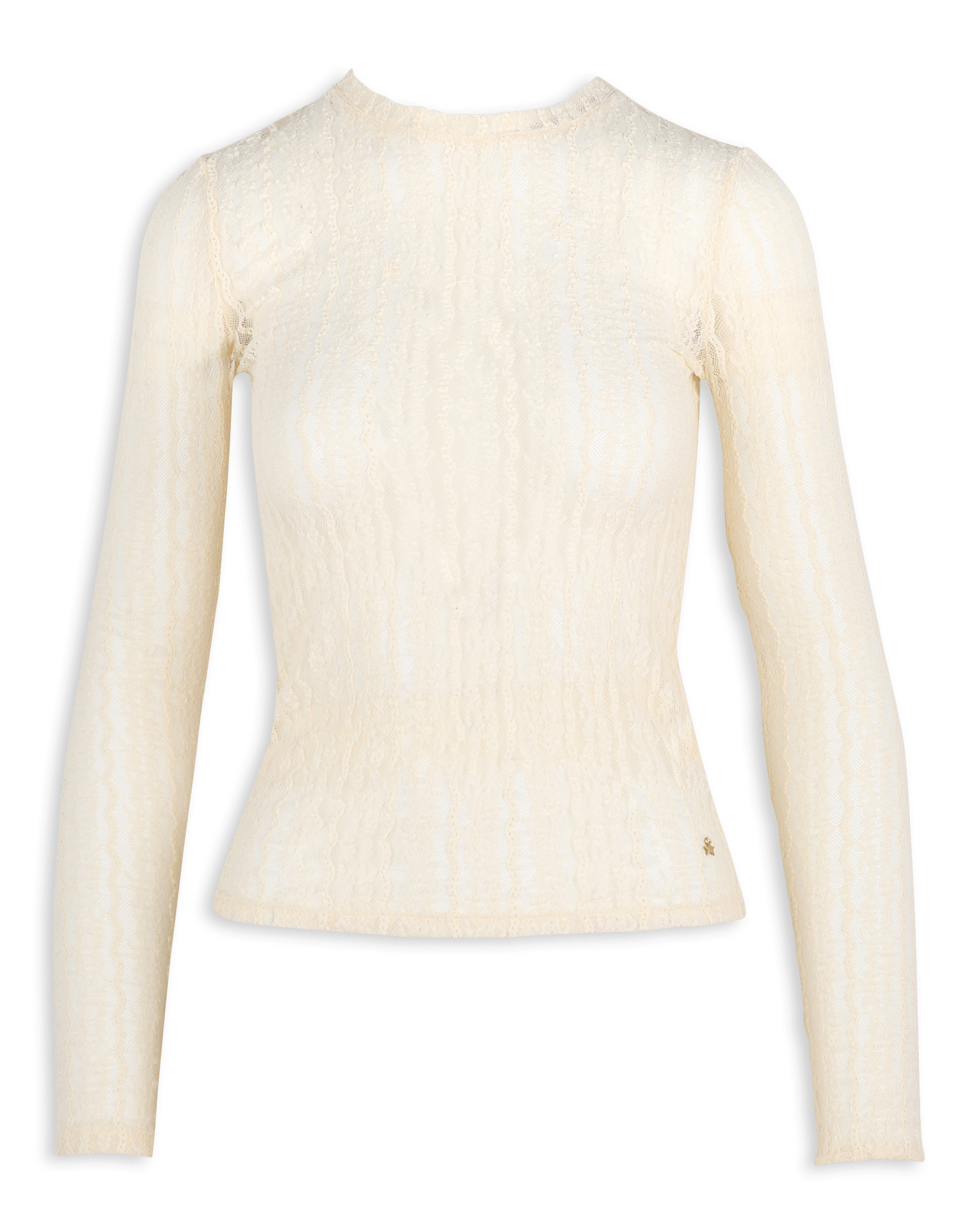 Straight round-neck lace top DES PETITS HAUTS Beige