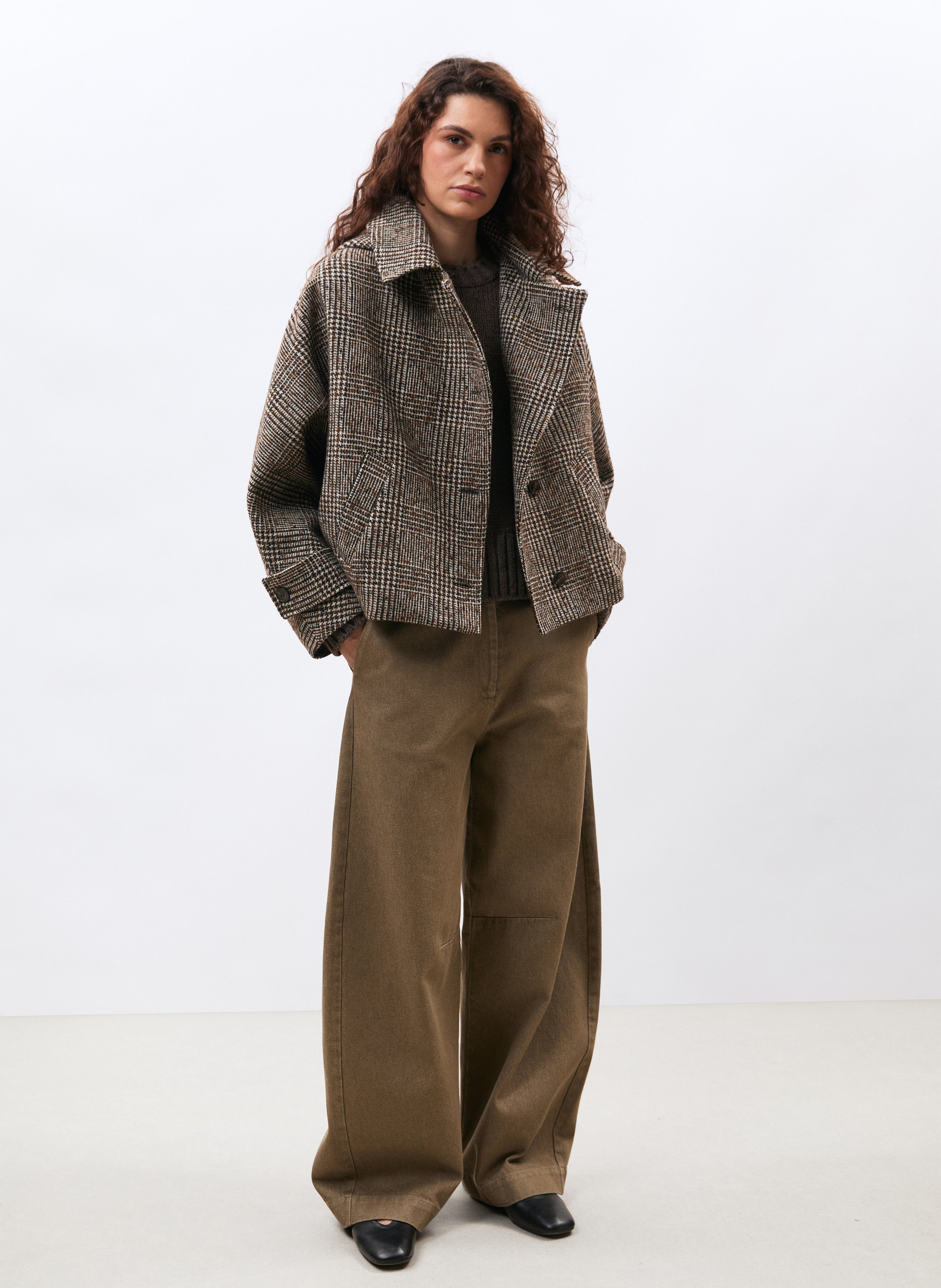 Wool-blend jacket with classic collar HUMILITY Brown