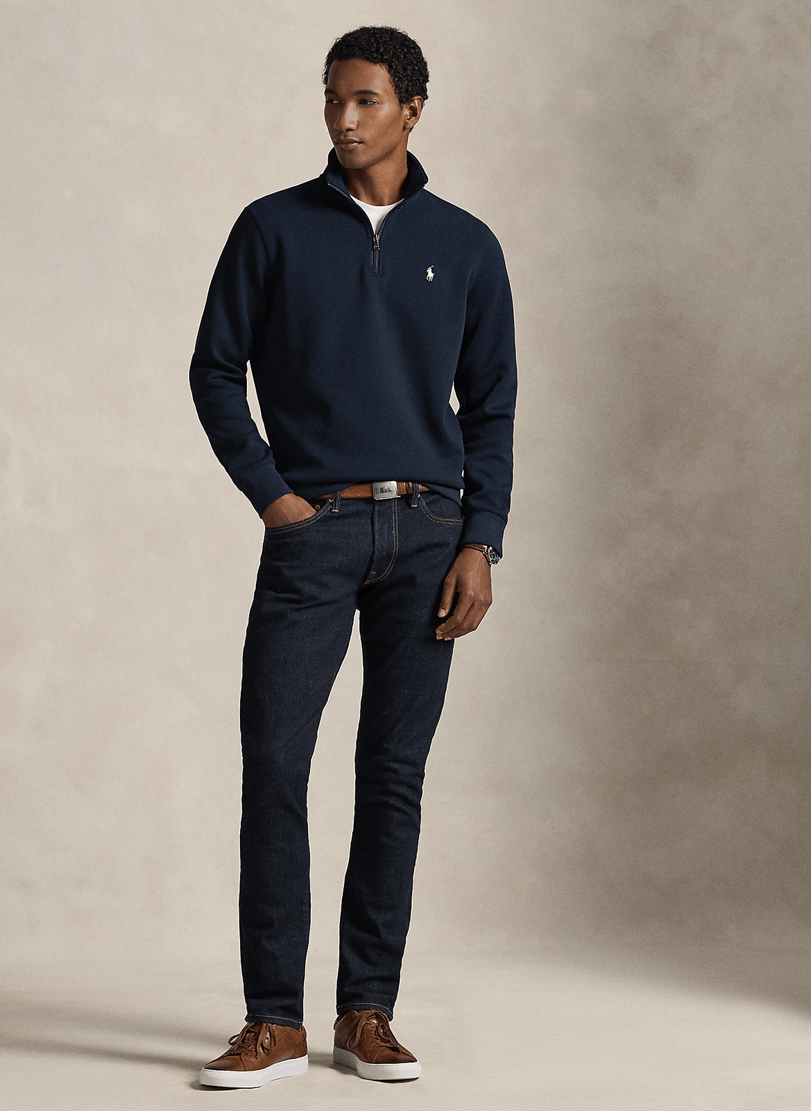 Sweat col montant en coton mélangé POLO RALPH LAUREN Bleu