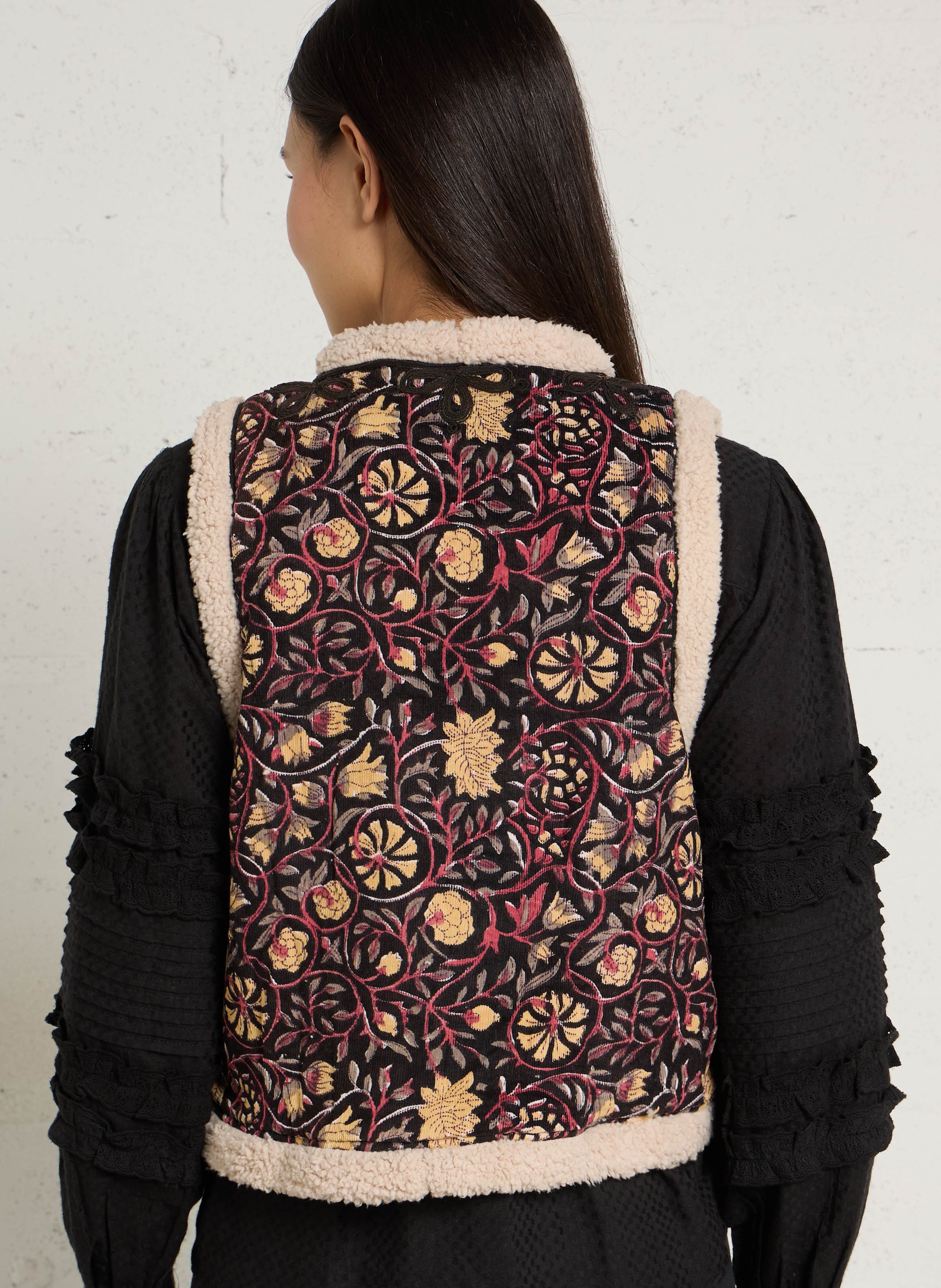 Bedruckte gerade Baumwolljacke MAISON HOTEL Schwarz