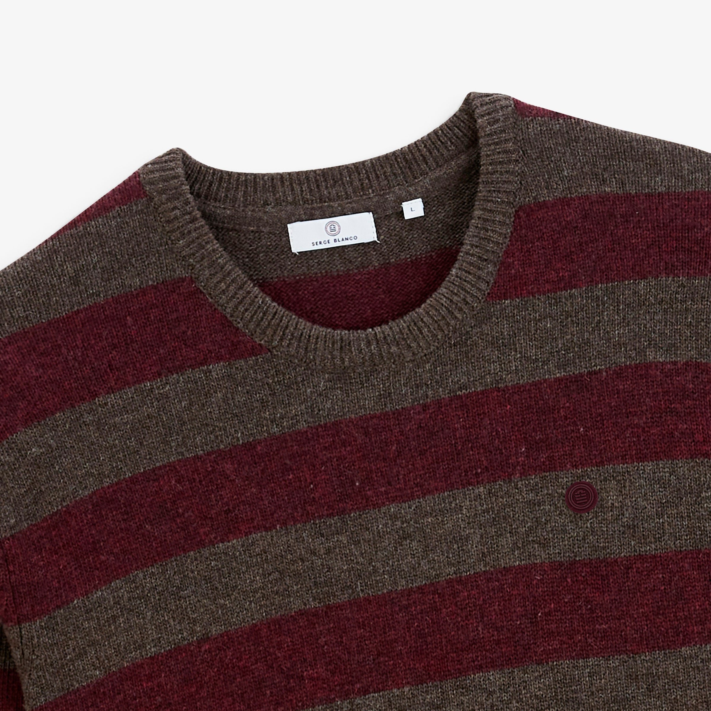 Mirzan Brownie Brown Striped Wool Crew-Neck Sweater SERGE BLANCO Brown