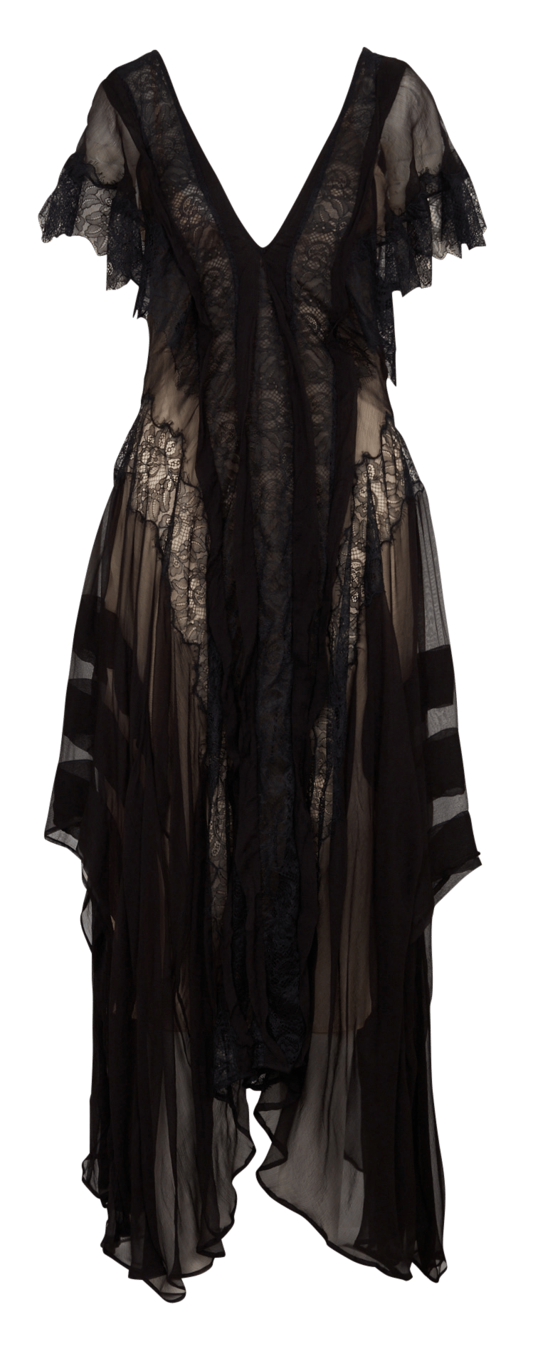 Robe longue cintrée col V en dentelle  MES DEMOISELLES Noir