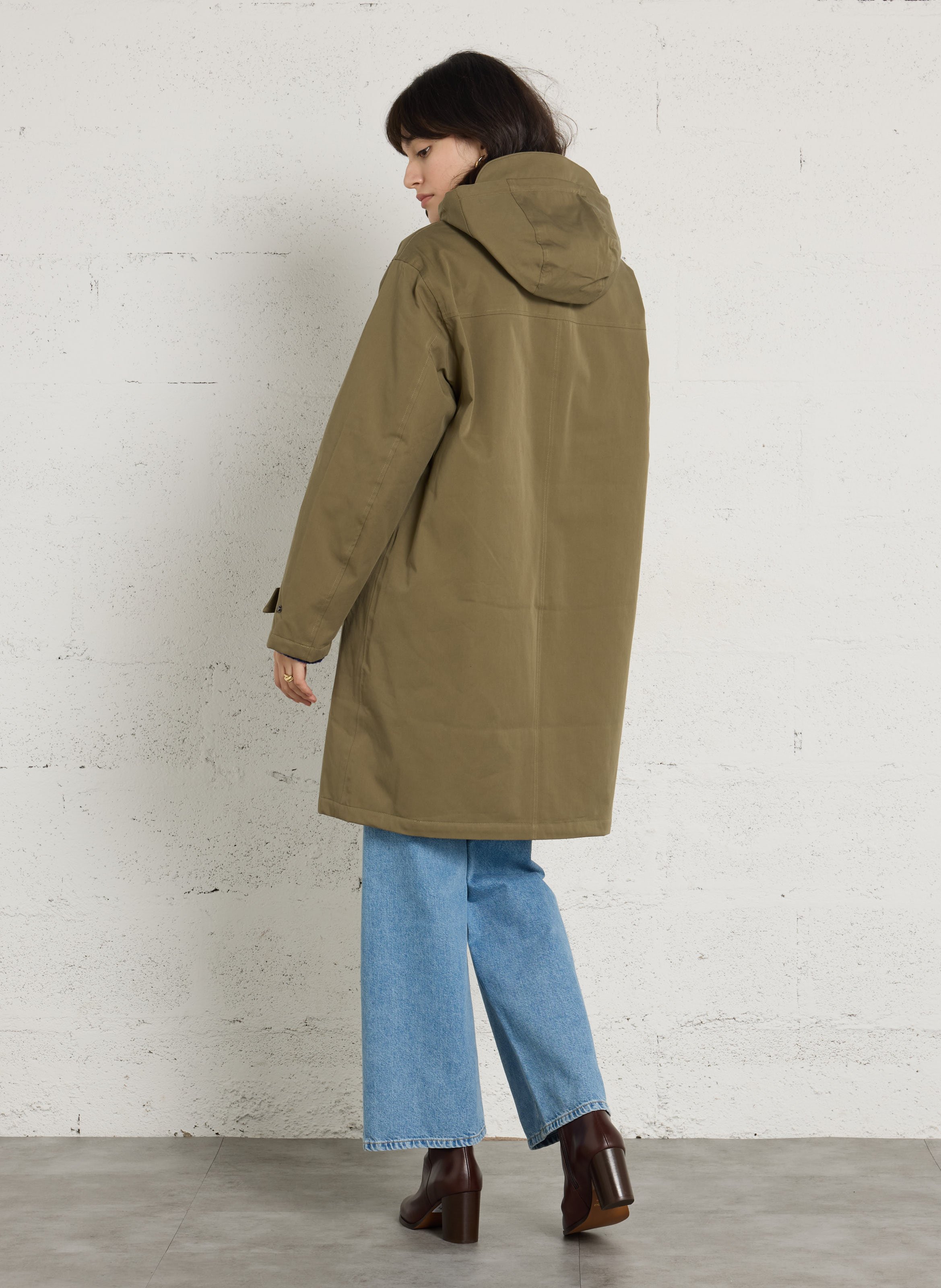 Gerader Regenmantel aus Baumwollmischung FLOTTE Khaki