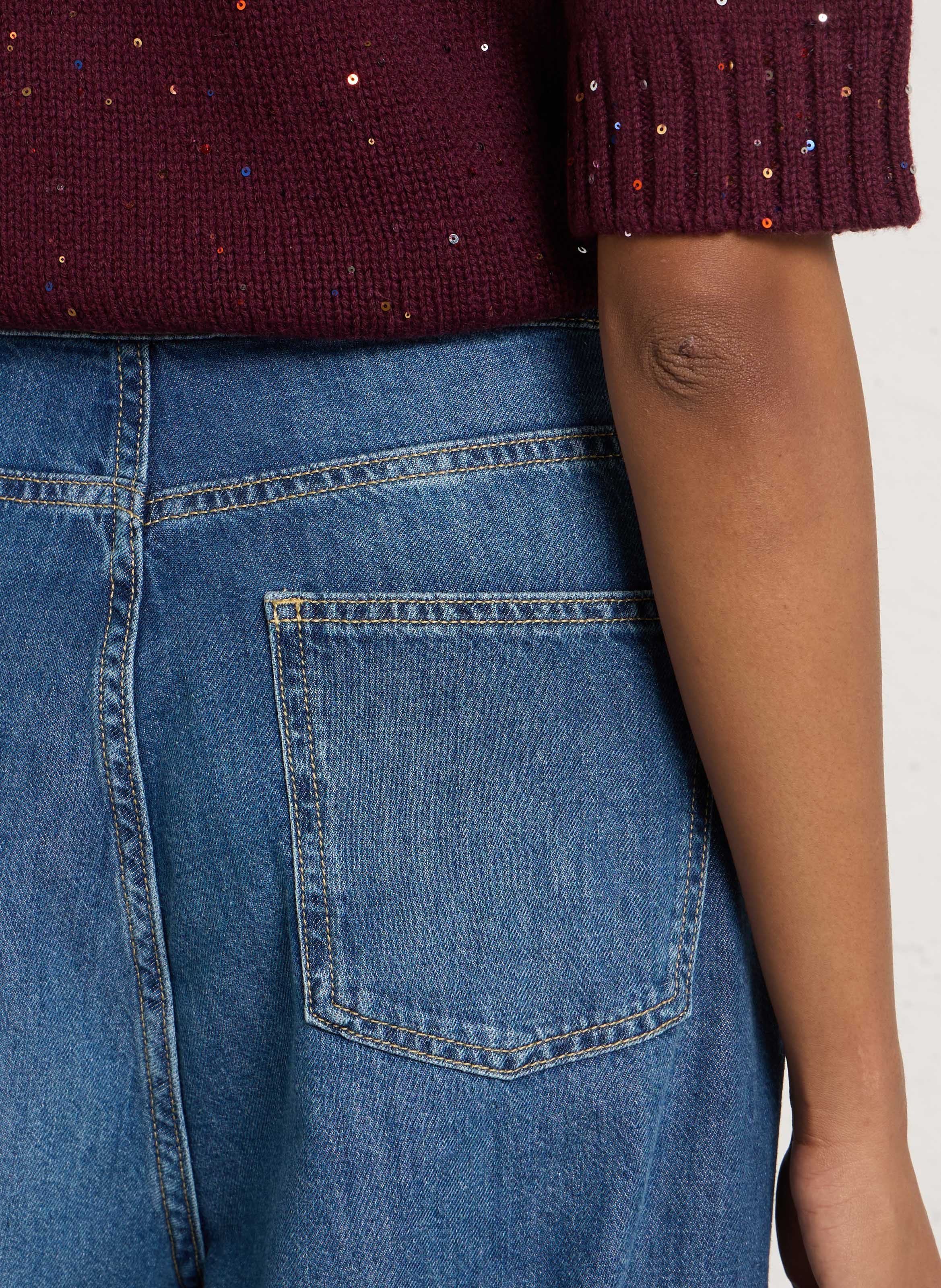 Weite Baumwolljeans mit Falten BERENICE Blau