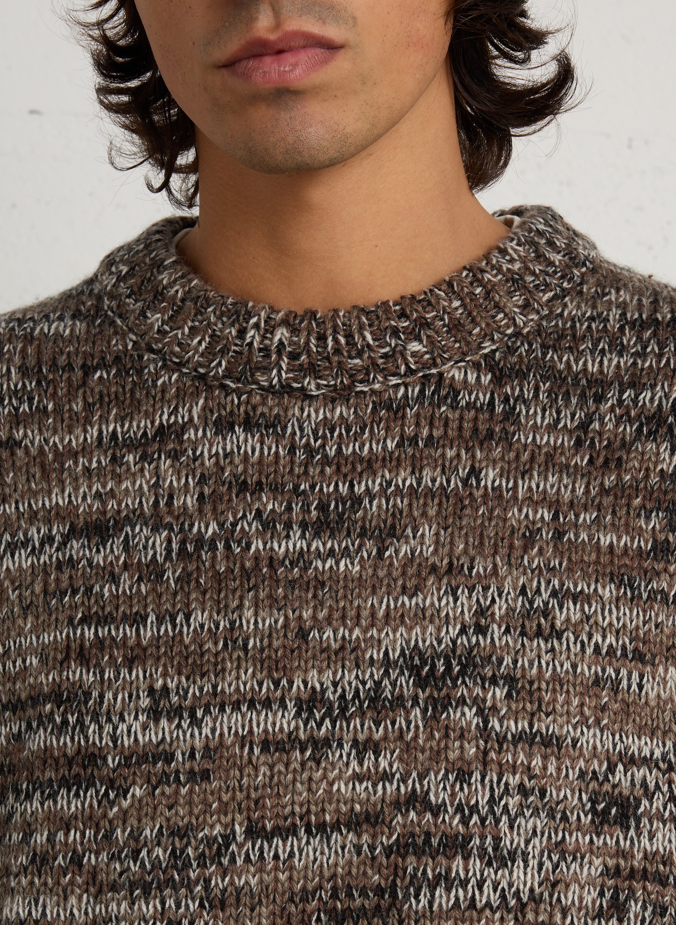 Weiter Pullover mit Rundhalsausschnitt aus Strick SOLID Beige