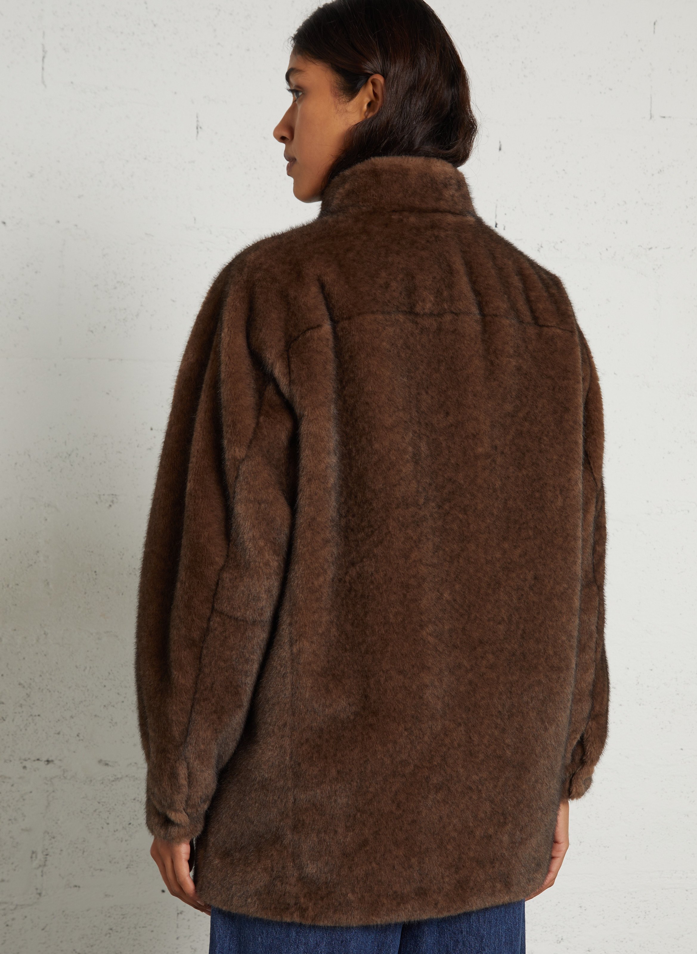 Manteau mi-long en fourrure synthétique MAISON 123 Gris