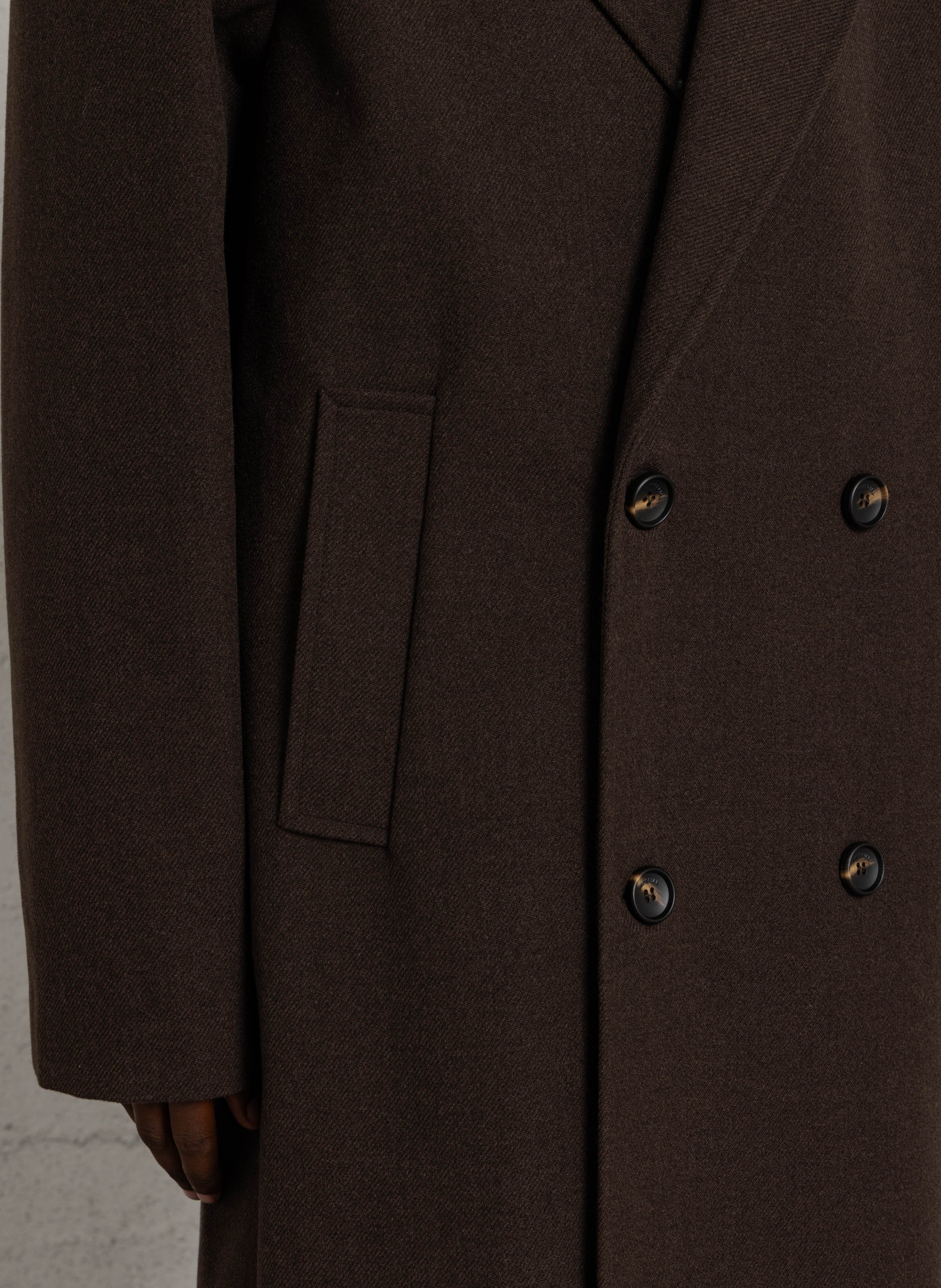 Manteau long col tailleur à double-boutonnage IMPERIAL Marron