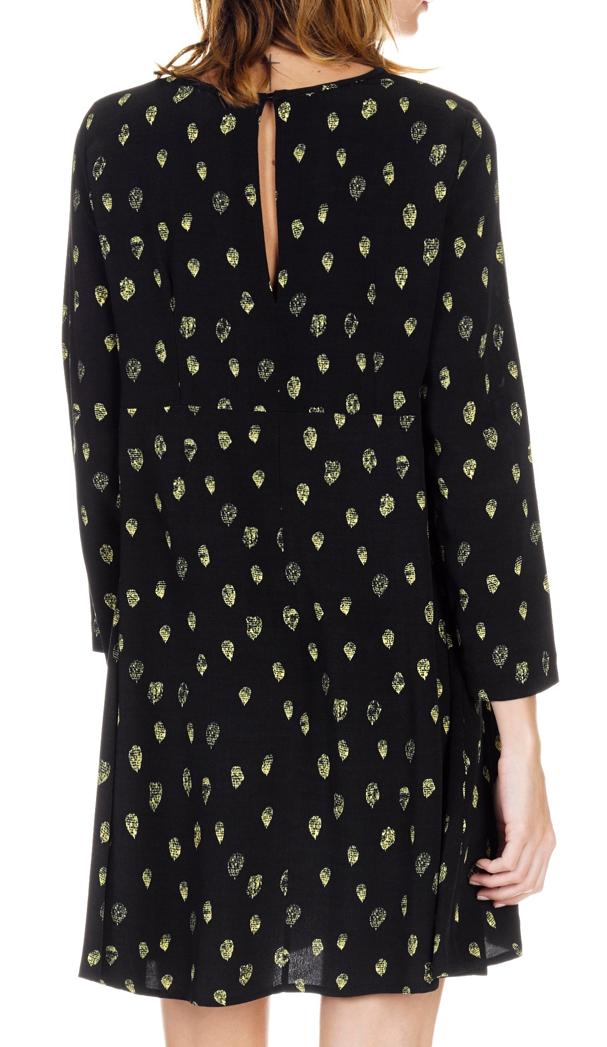 Robe courte trapèze en crêpe imprimé ATTIC AND BARN Noir