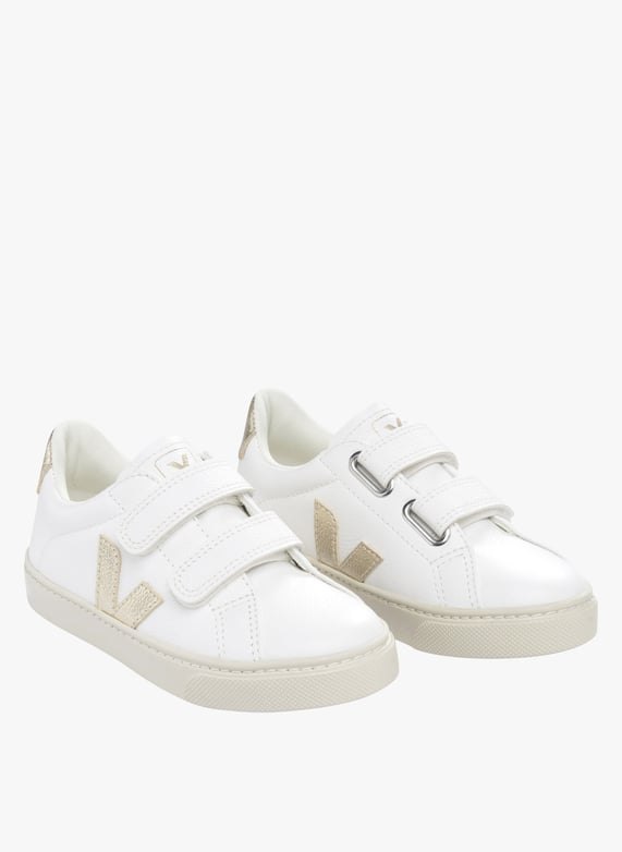 Baskets en cuir a scratches Blanc