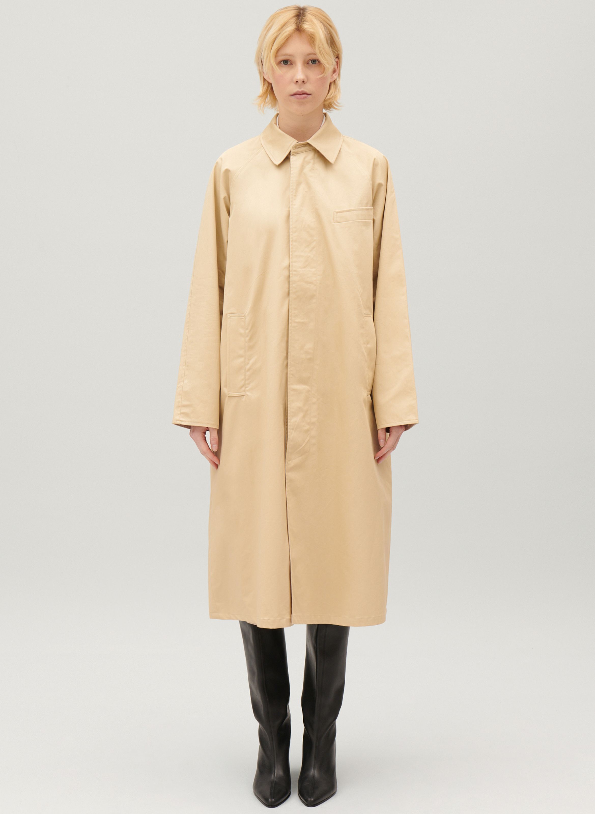 Multicolored Reversible straight coat with Peter Pan collar