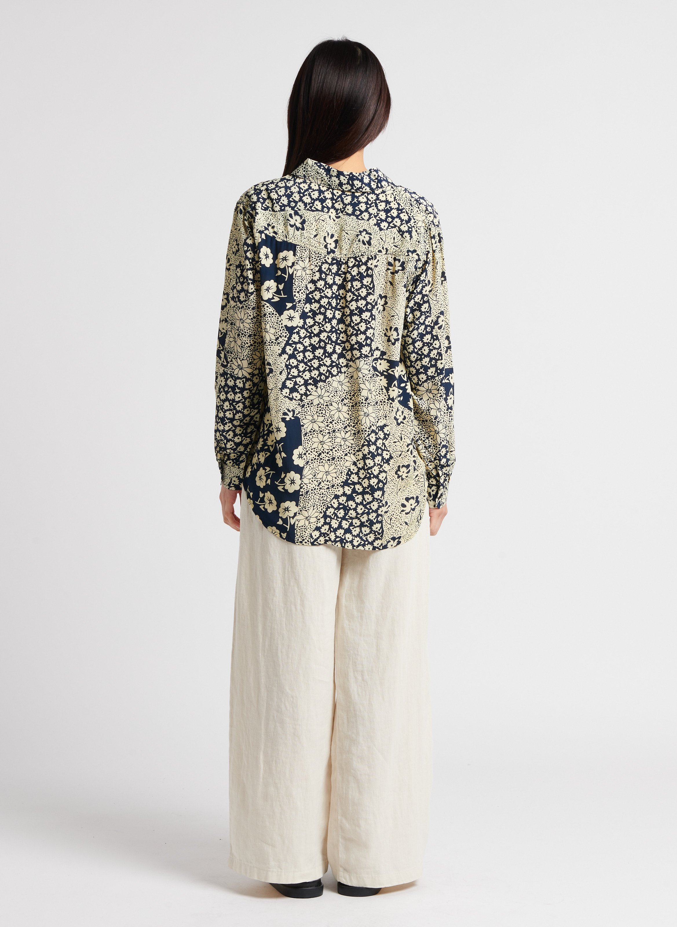 Fließende Bluse Mit Klassischem Kragen Und Print Night Blue Maison 