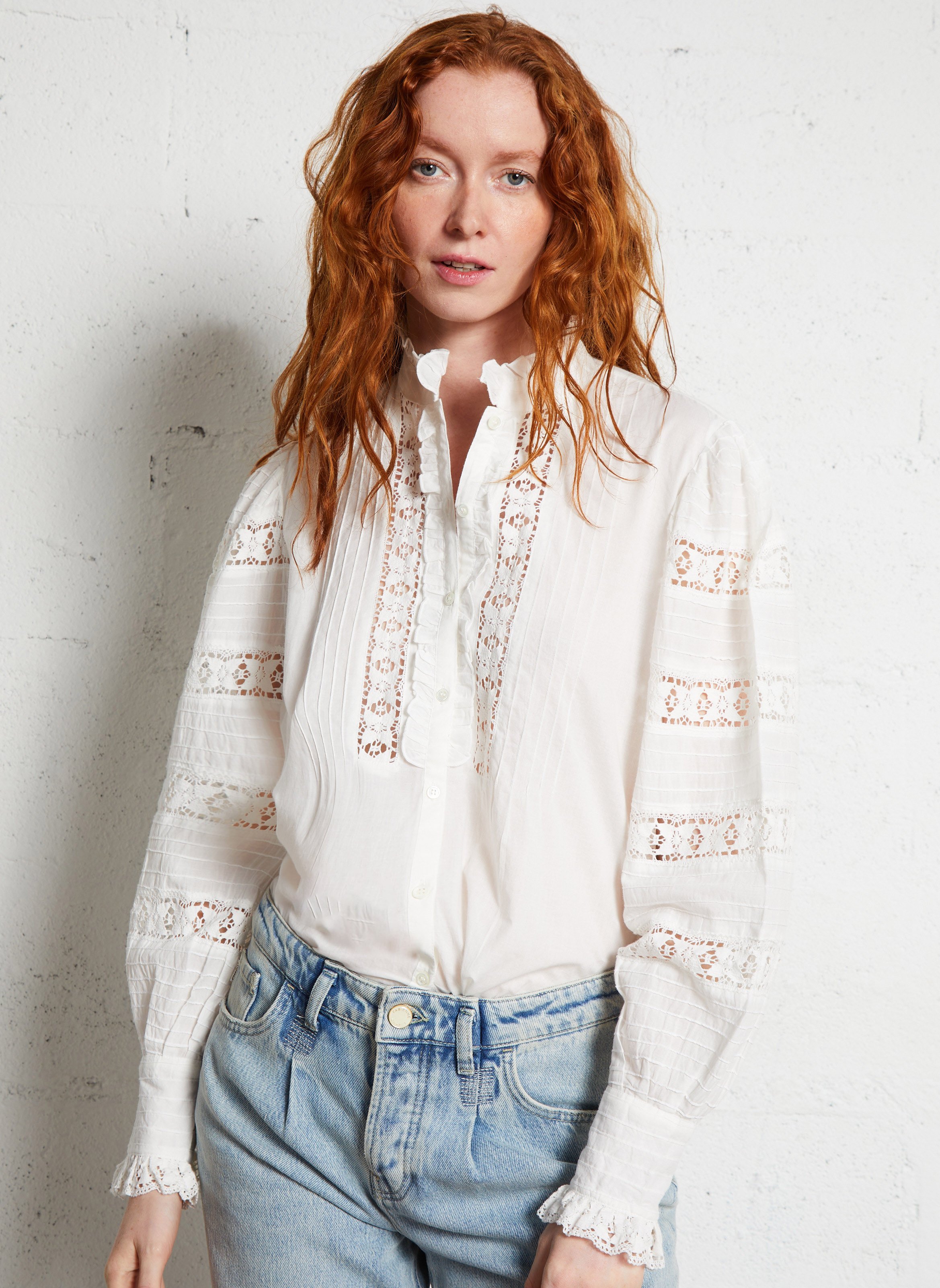 Round-neck cotton blouse ANTIK BATIK Beige