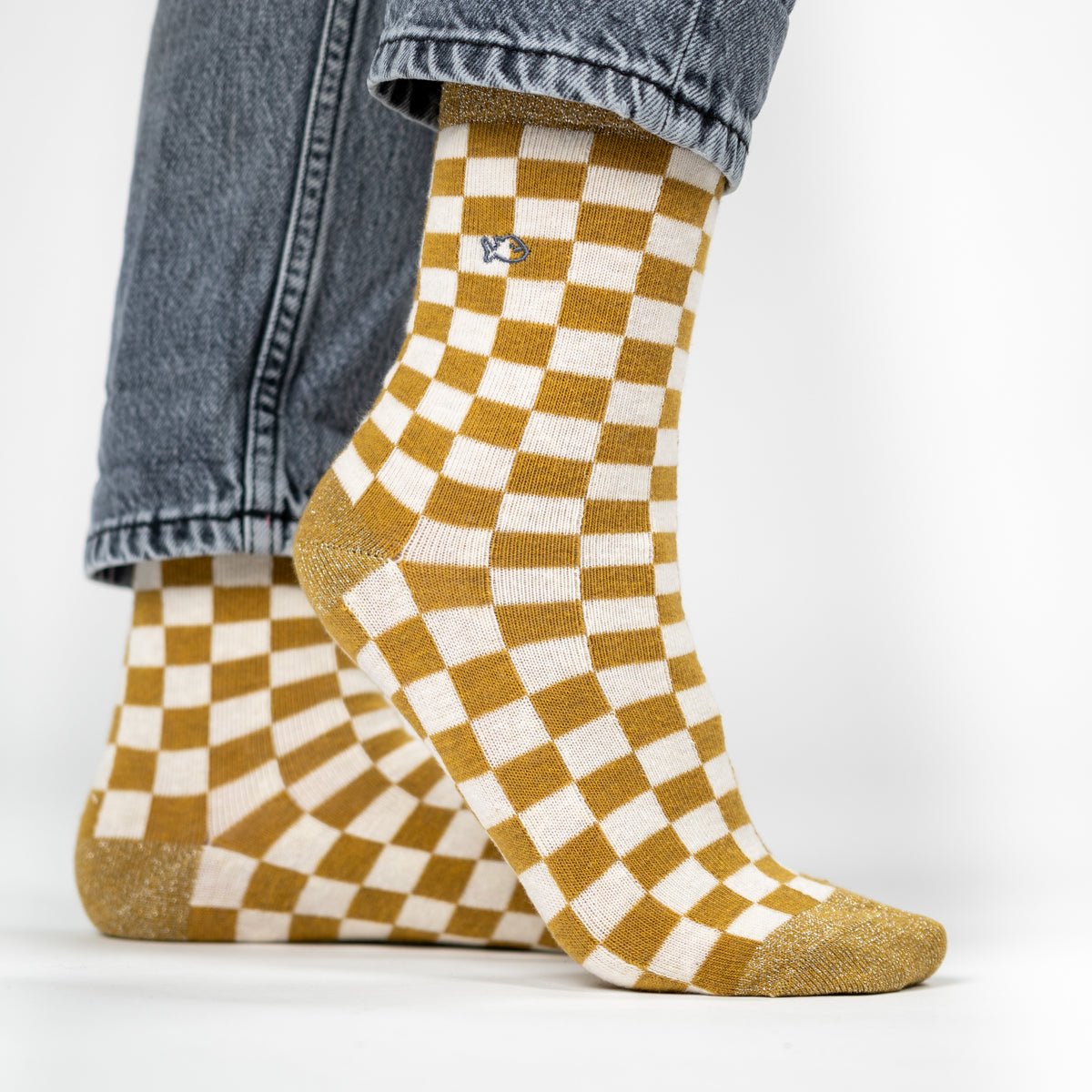 Checked combed cotton socks BILLYBELT Yellow