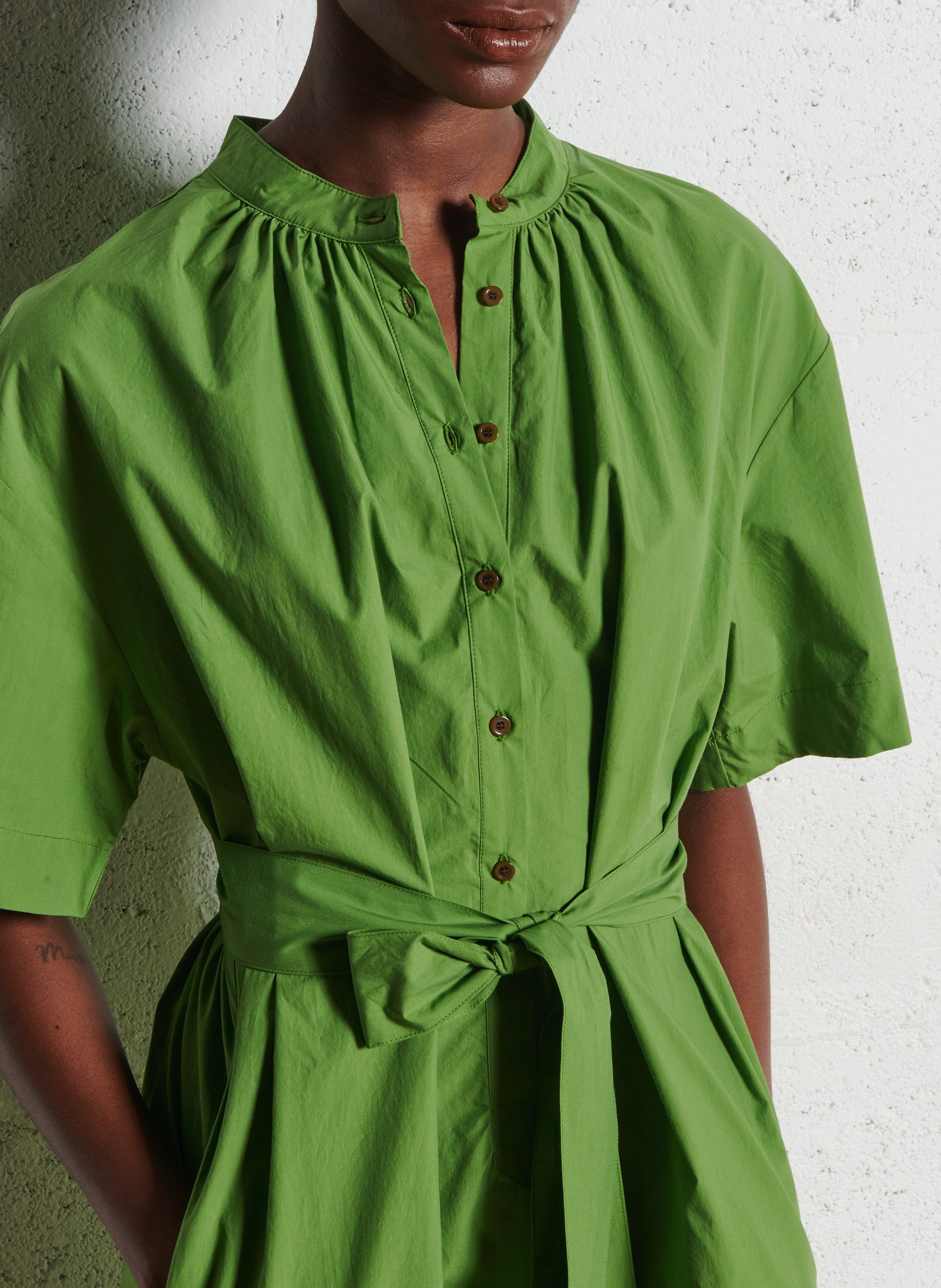 Katoenen babydoll met ronde hals BELLEPIECE Groen