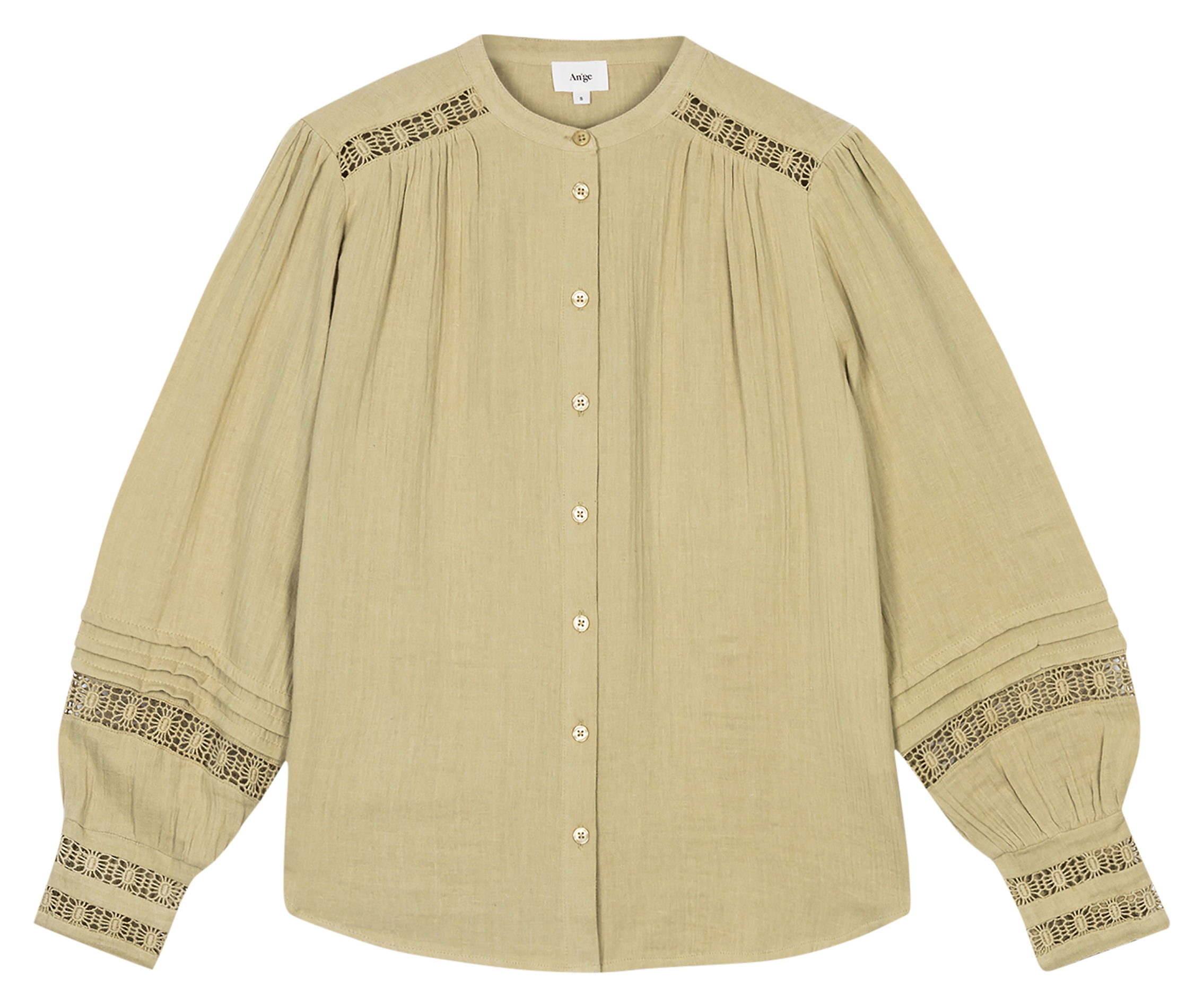 Straight blouse with fancy details AN'GE Khaki