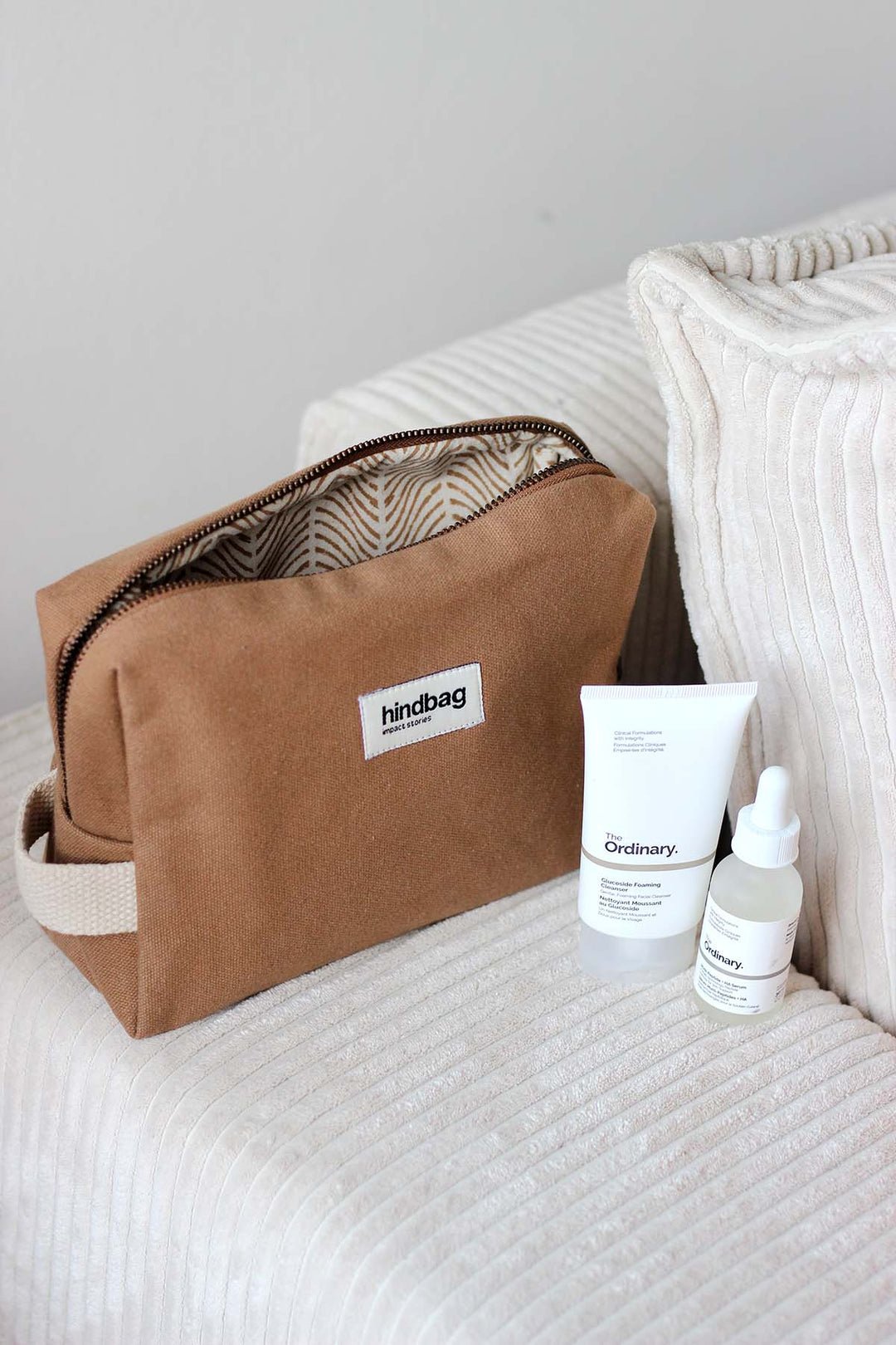 Cotton toiletry bag Brown