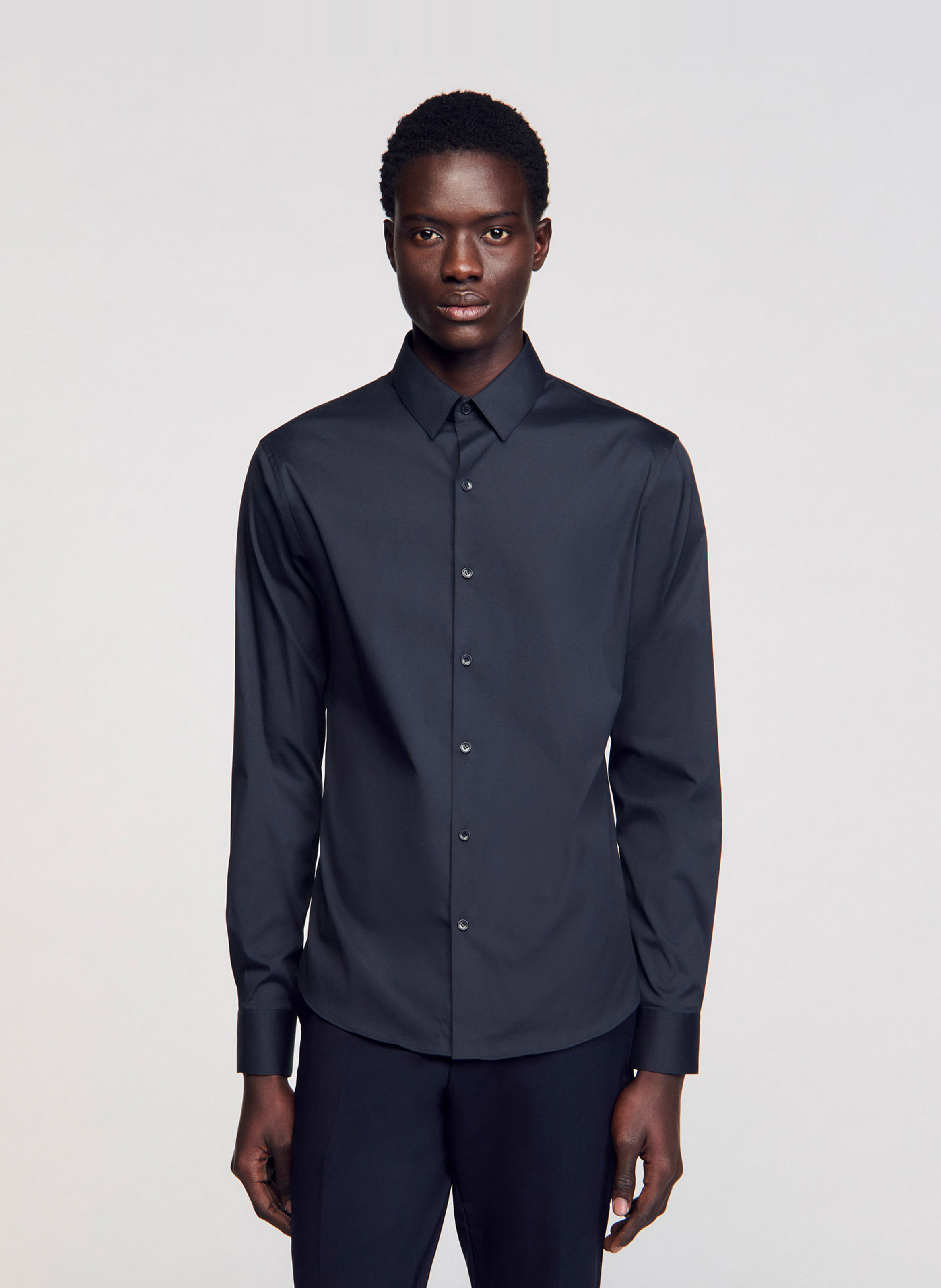 Slim-fit overhemd van stretchkatoen SANDRO