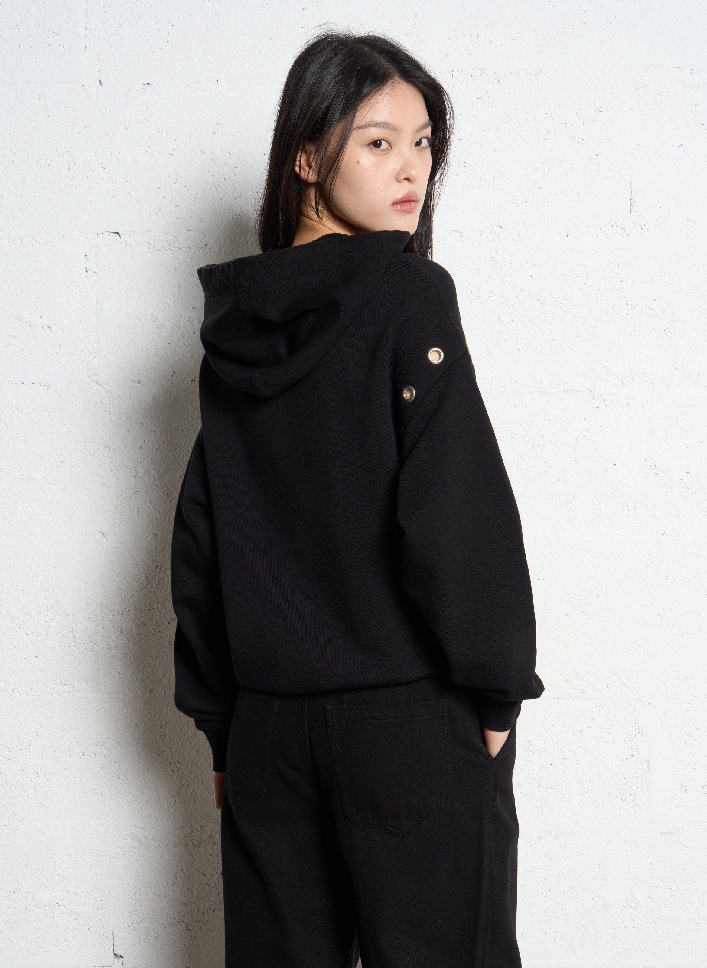 Sweatshirt mit Reißverschluss am Ausschnitt aus Baumwolle IKKS Schwarz