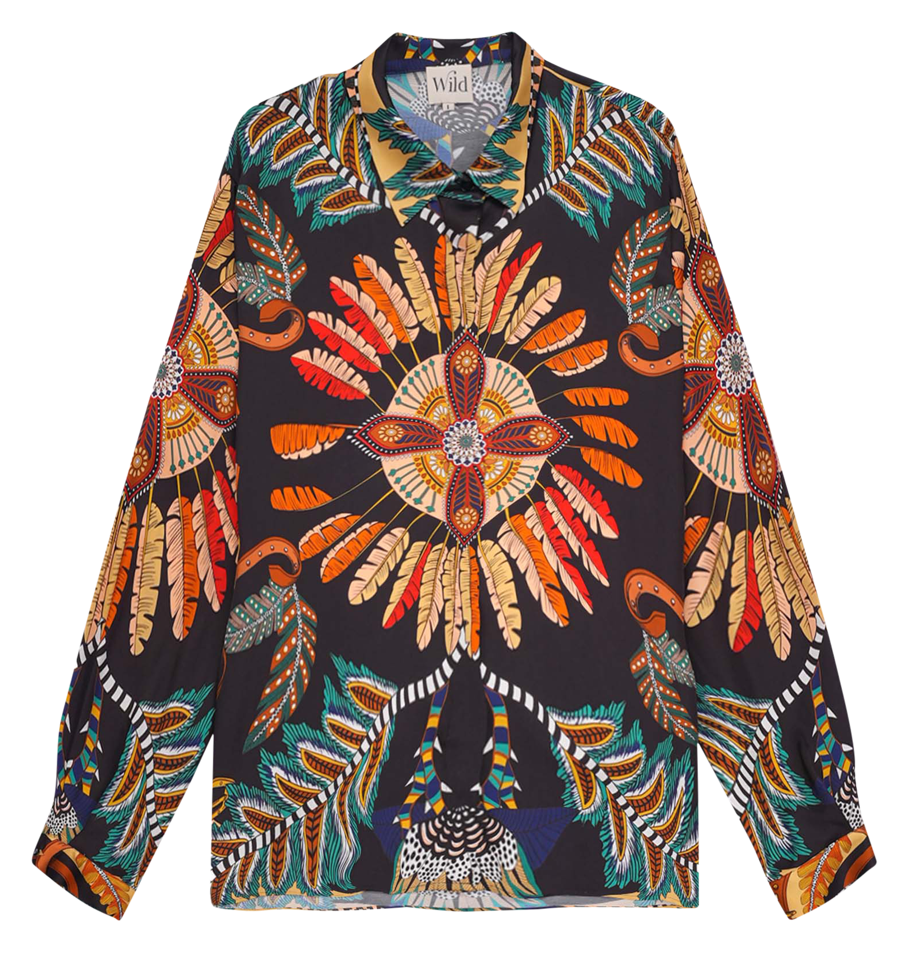 Straight printed shirt with classic collar WILD Black