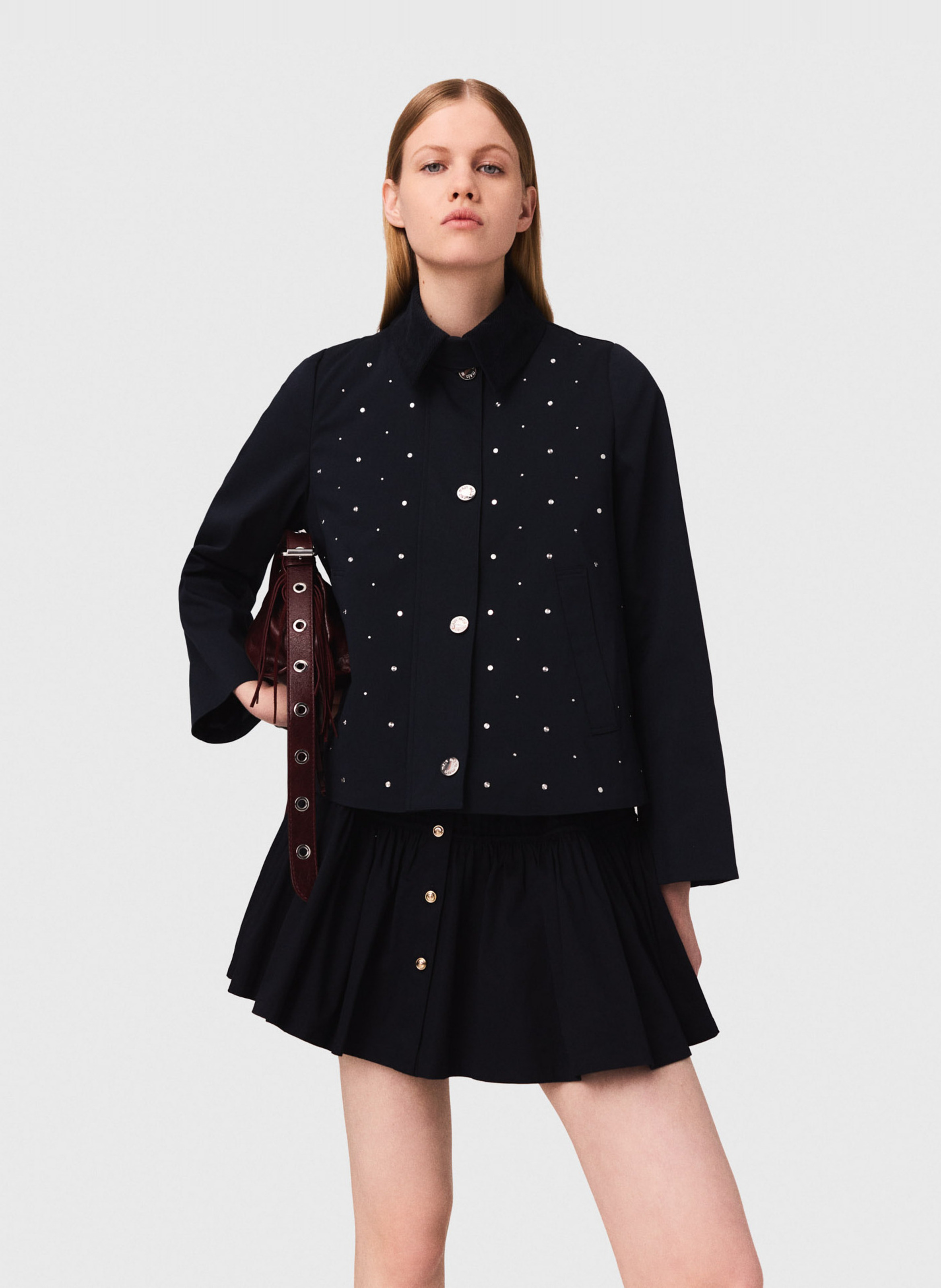 Veste col classique en coton mélangé MAJE Bleu