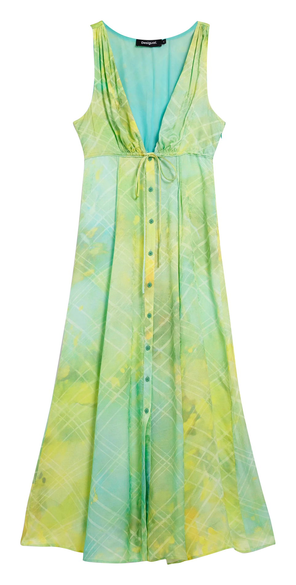 Robe longue col V imprimée  DESIGUAL Vert