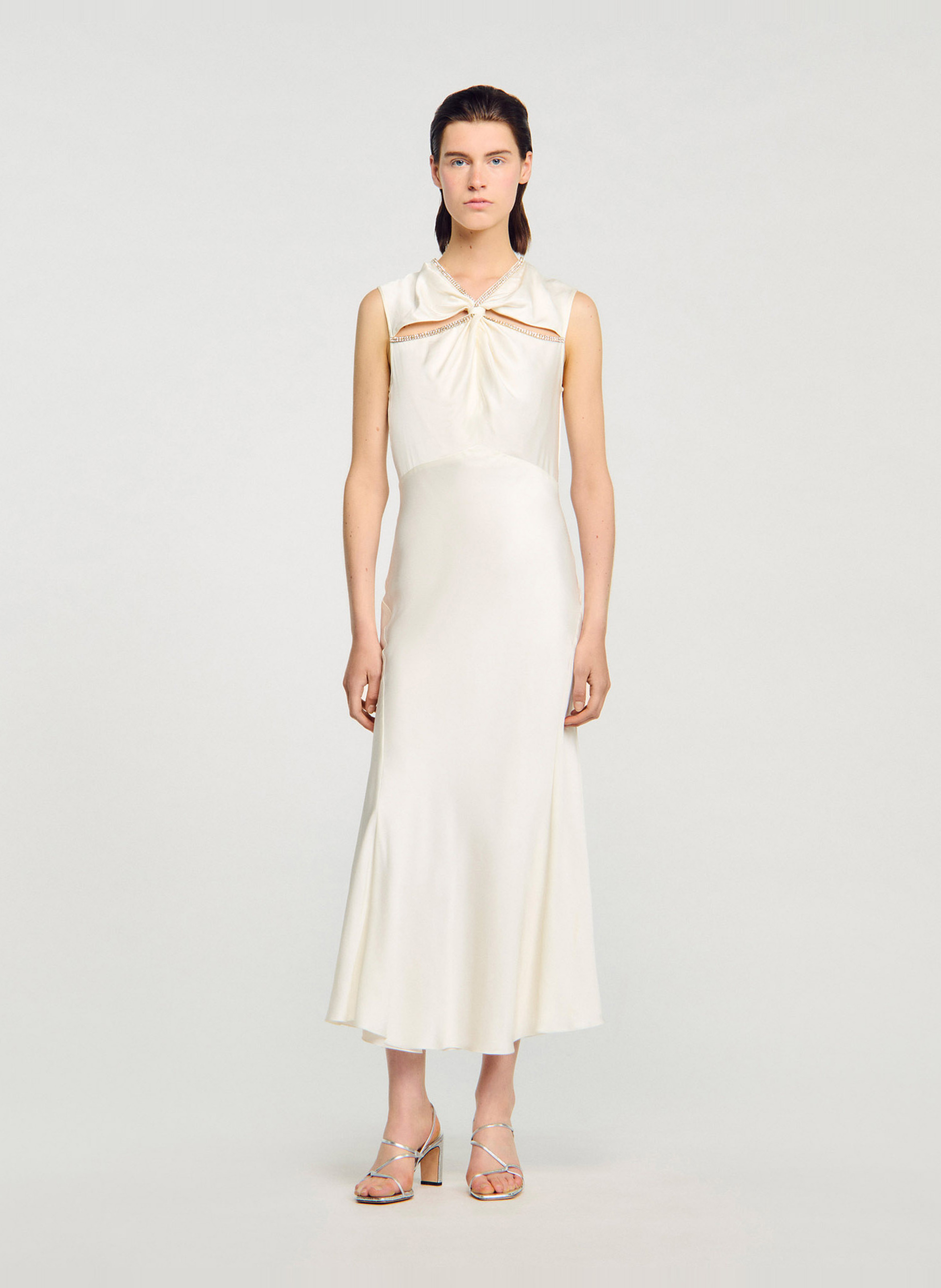 Lange, glanzende jurk SANDRO Wit