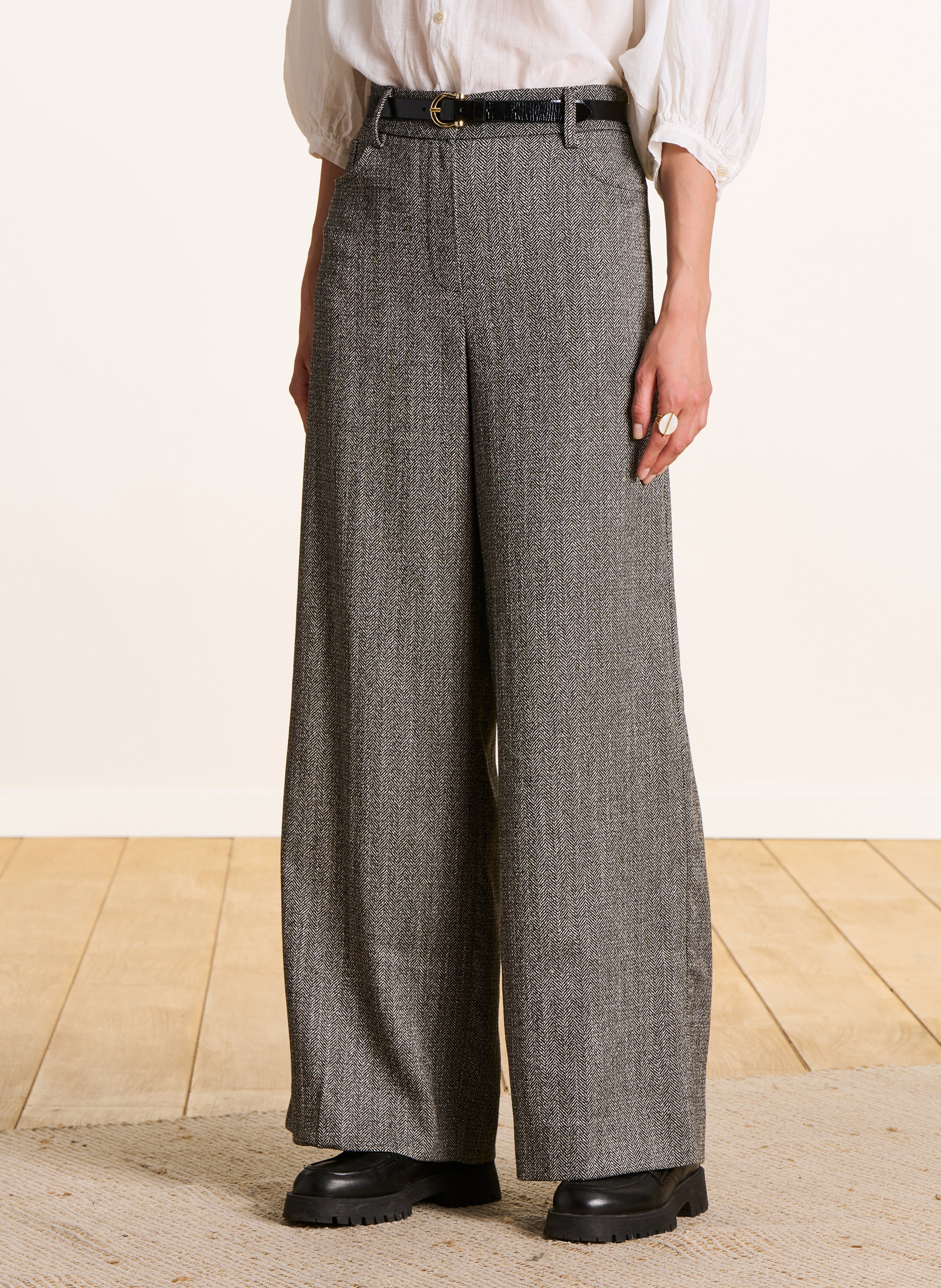 Pantalon large chevrons LA FEE MARABOUTEE Noir