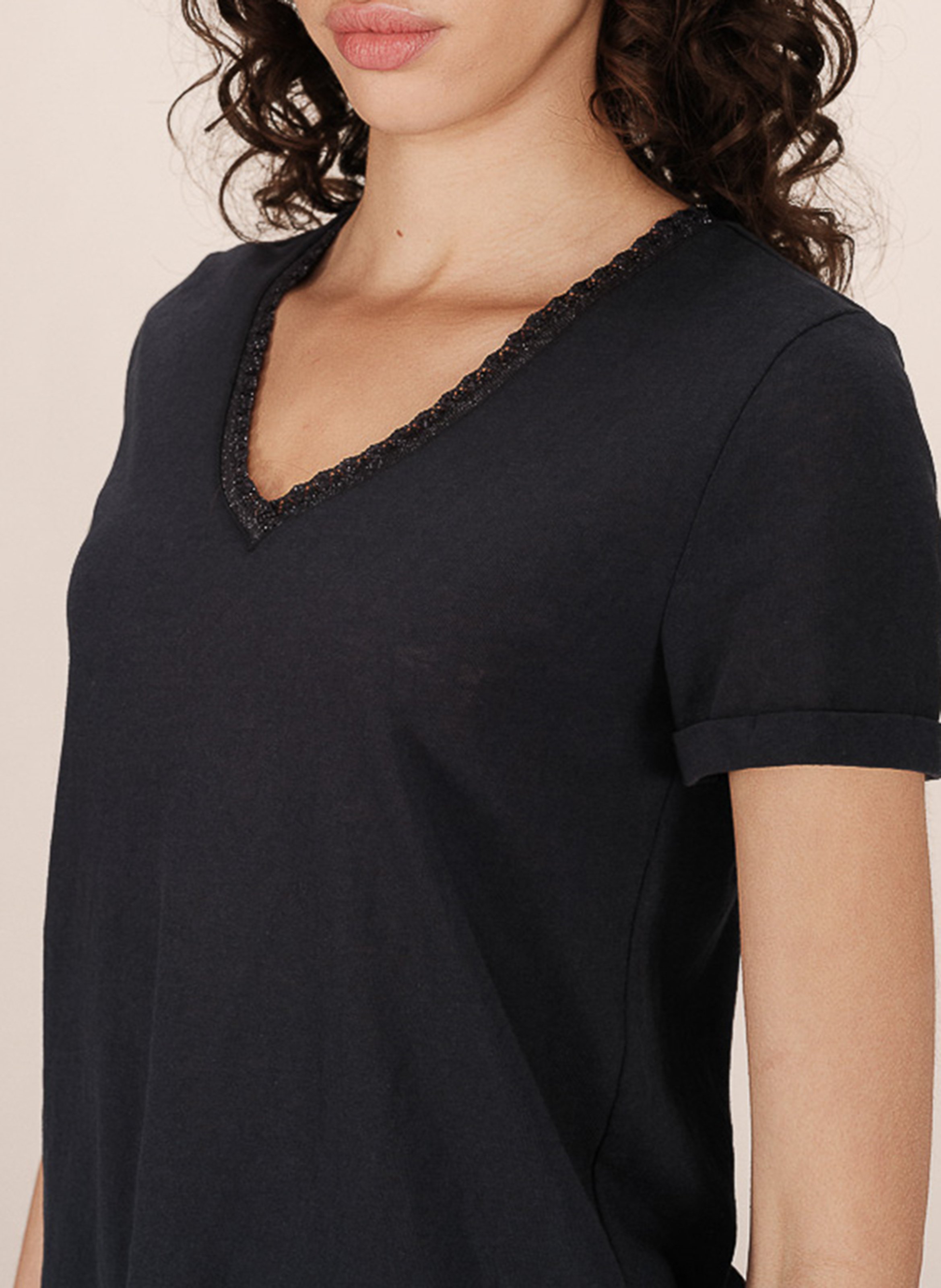 Katoenen T-shirt met V-hals GRACE ET MILA Blauw