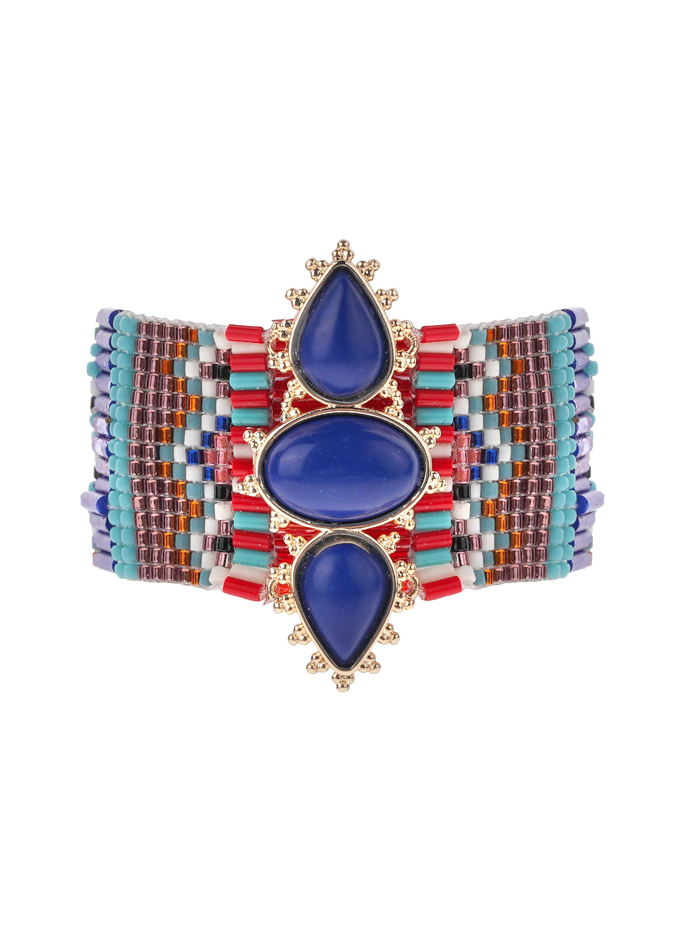 Woven bead cuff bracelet HIPANEMA Blue