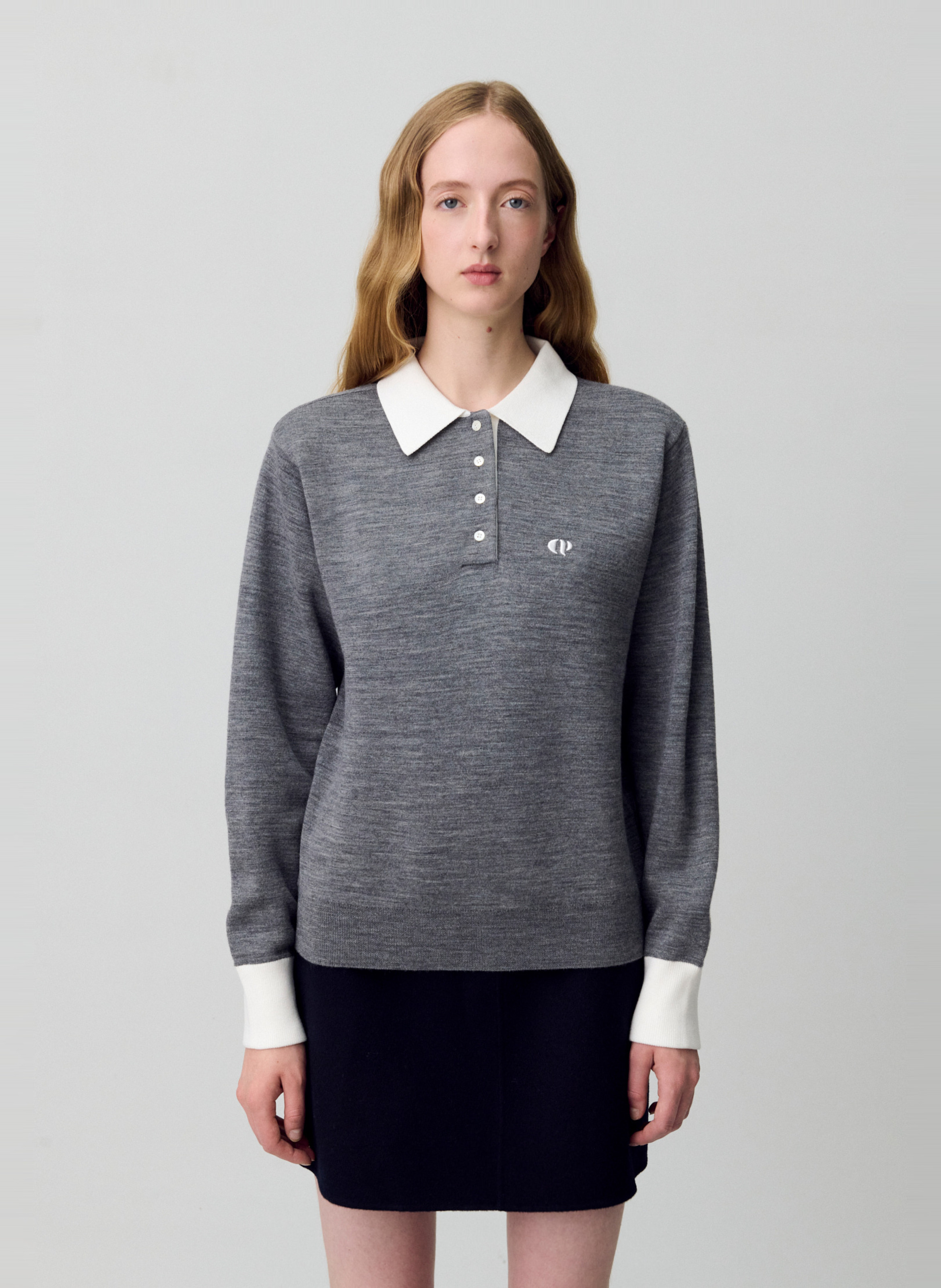 Pull col polo  CLAUDIE PIERLOT Gris