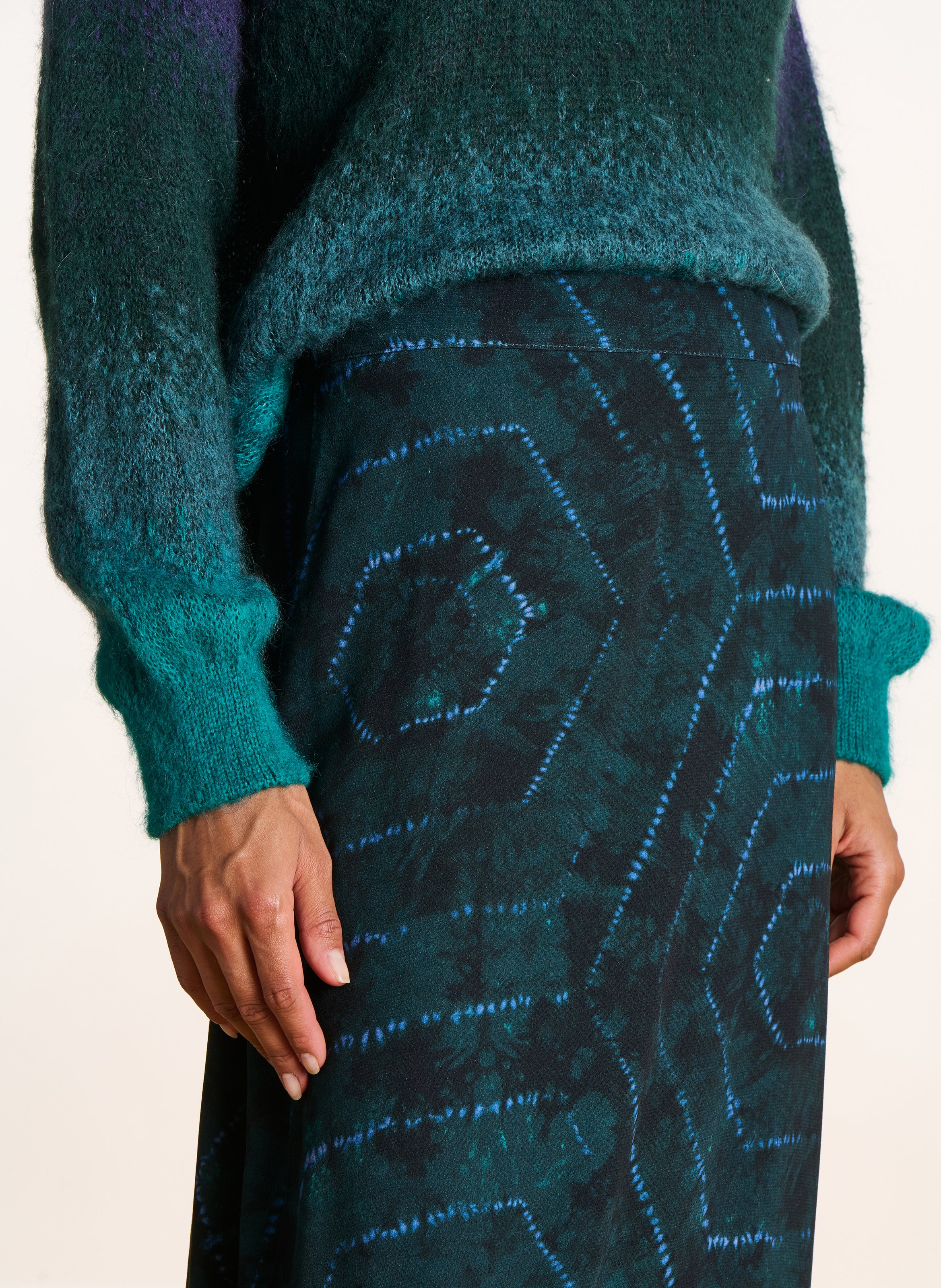 Anel printed midi skirt LA FEE MARABOUTEE Blue