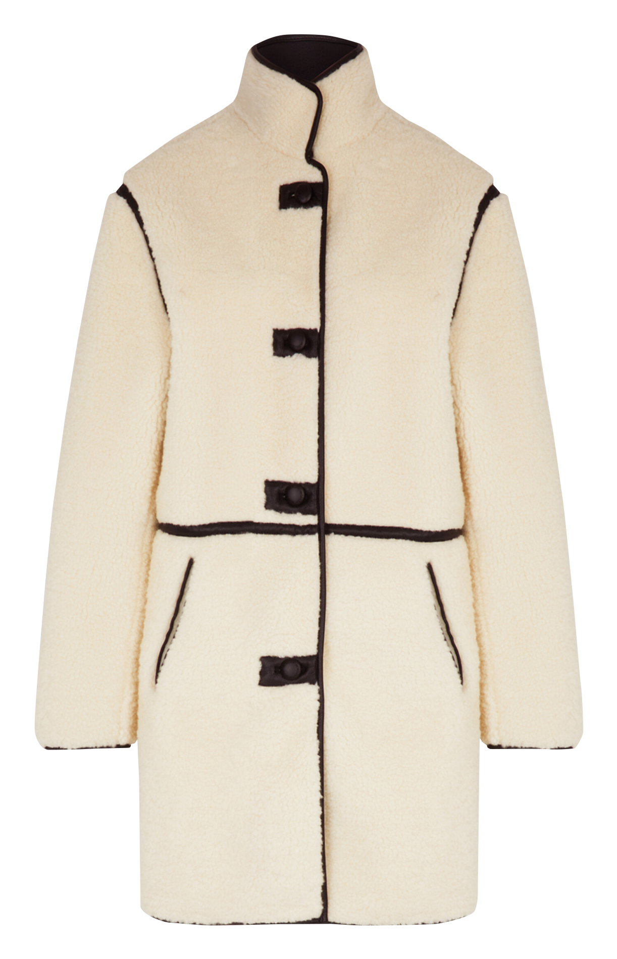 High neck coat with faux fur effect MORGAN Beige