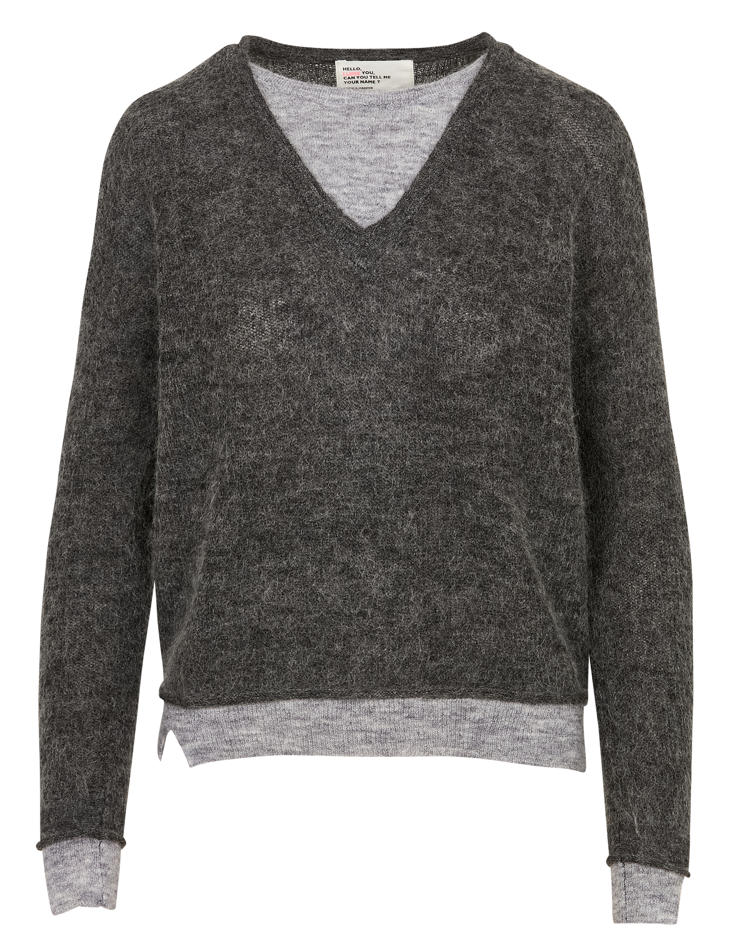 Trui met ronde hals en overlappende laag van gemengde wol LEON & HARPER Grijs