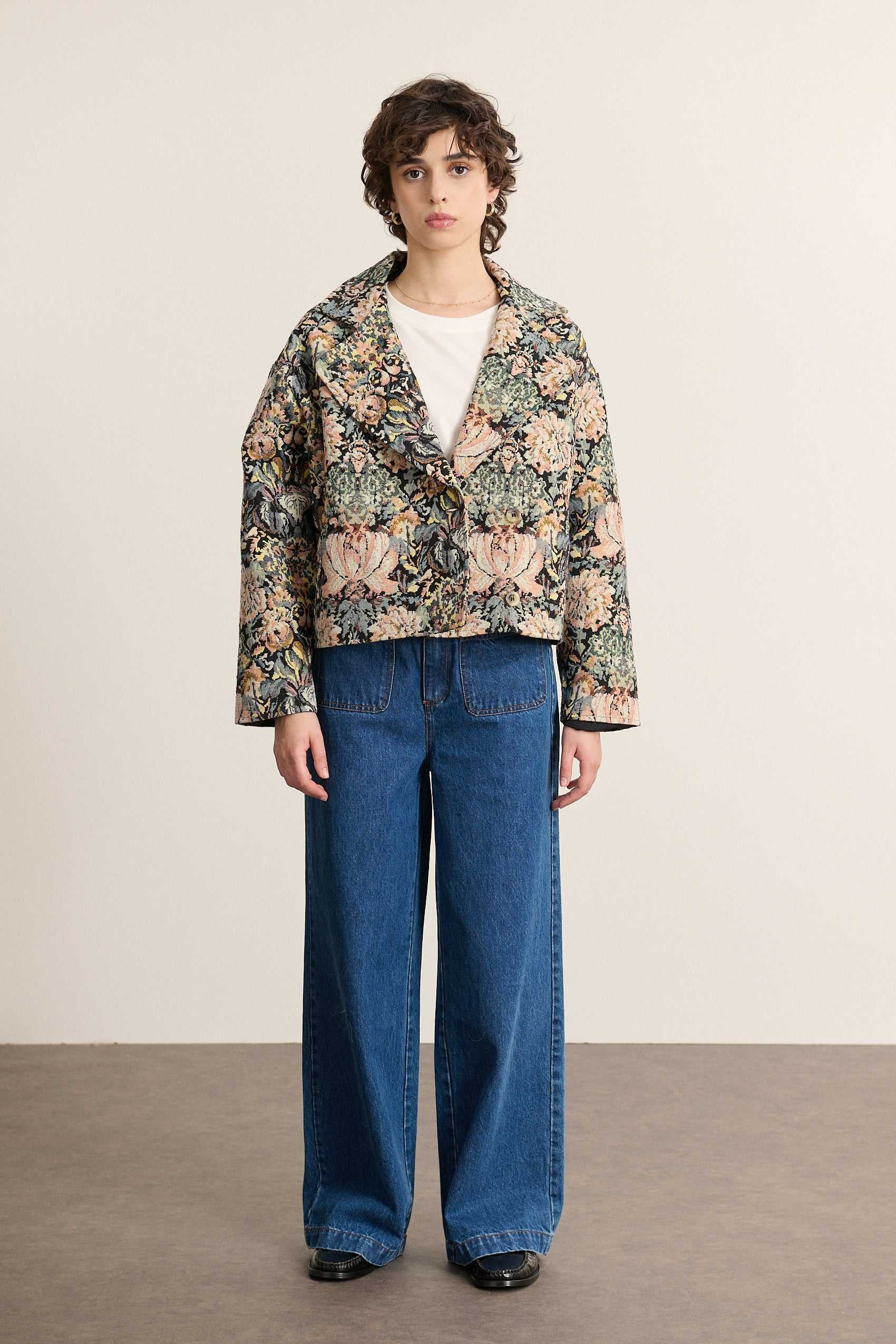 Cropped jacquard jacket GARANCE PARIS Green