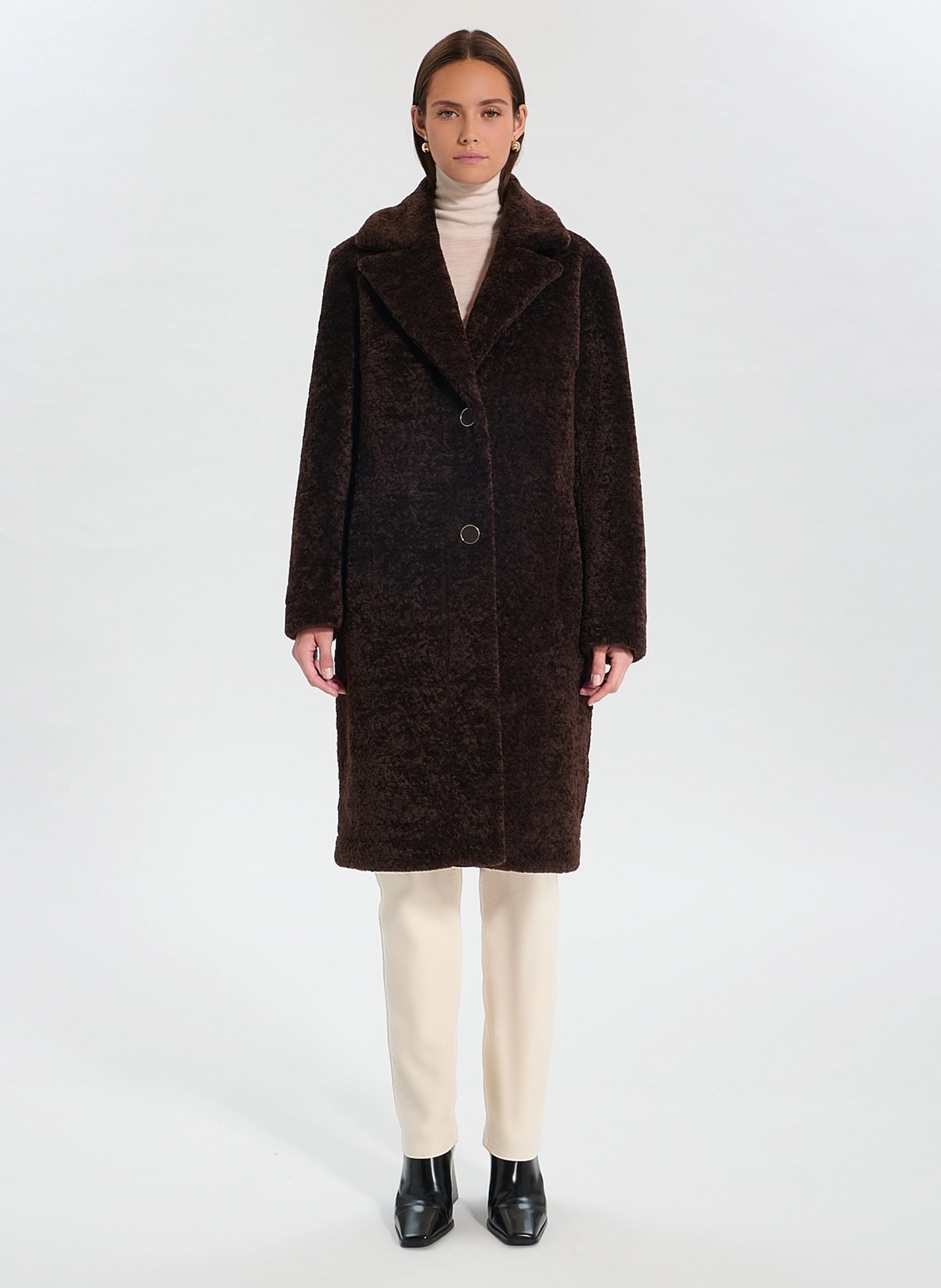 Coat with fur-lined tailored collar ZAPA