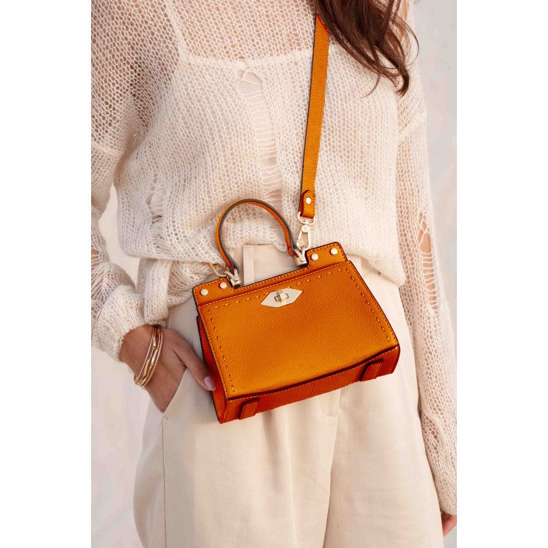 Handbag - cowhide leather POURCHET Orange