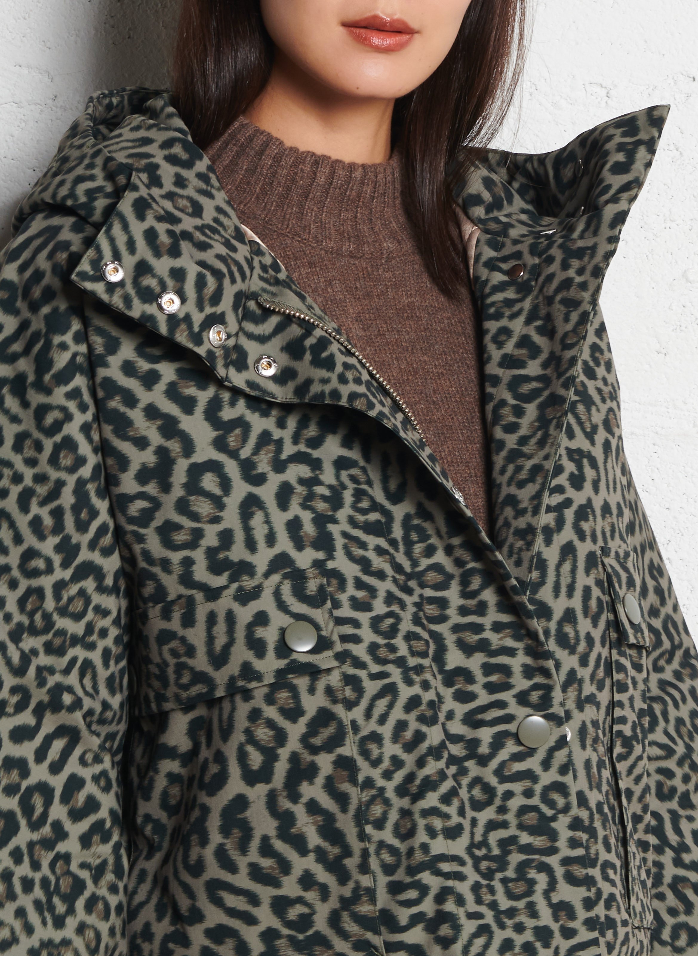 Printed jacket with high collar and hood BELLEROSE Grey