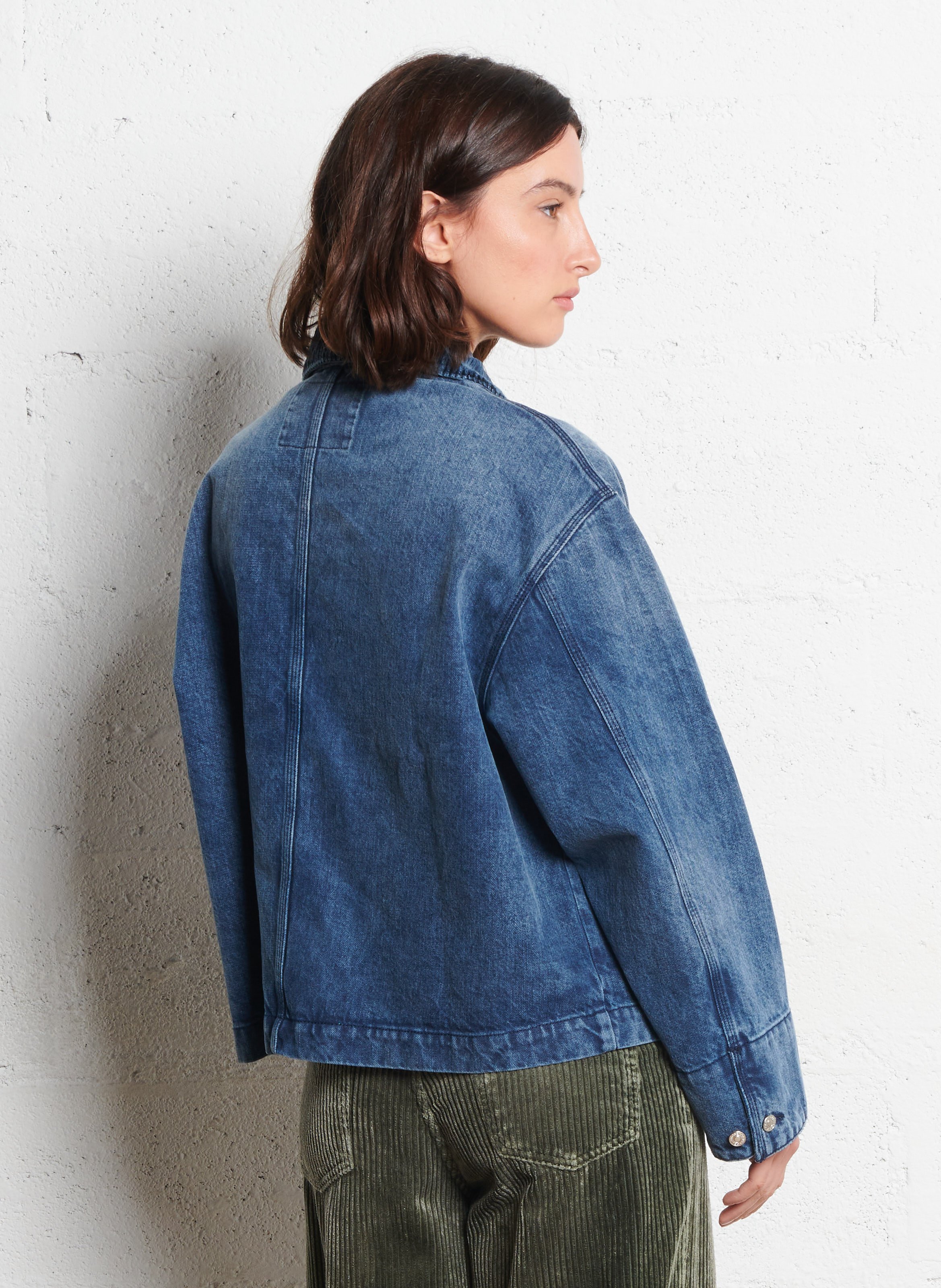 Oversized jas met fluwelen reverskraag van katoen BELLEROSE Blauw