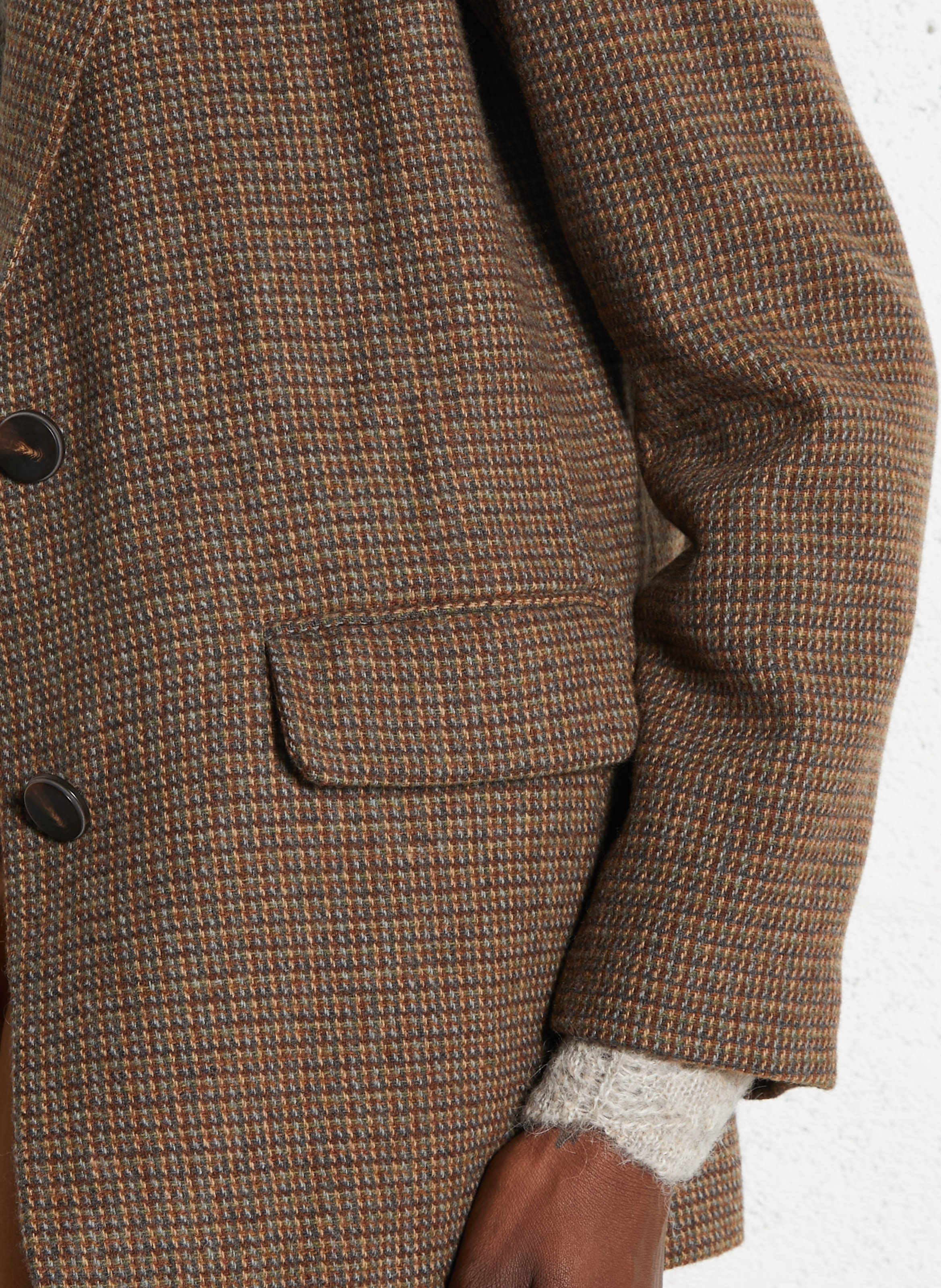 Gerade geschnittene Jacke mit Reverskragen aus Jacquard SEE U SOON Braun