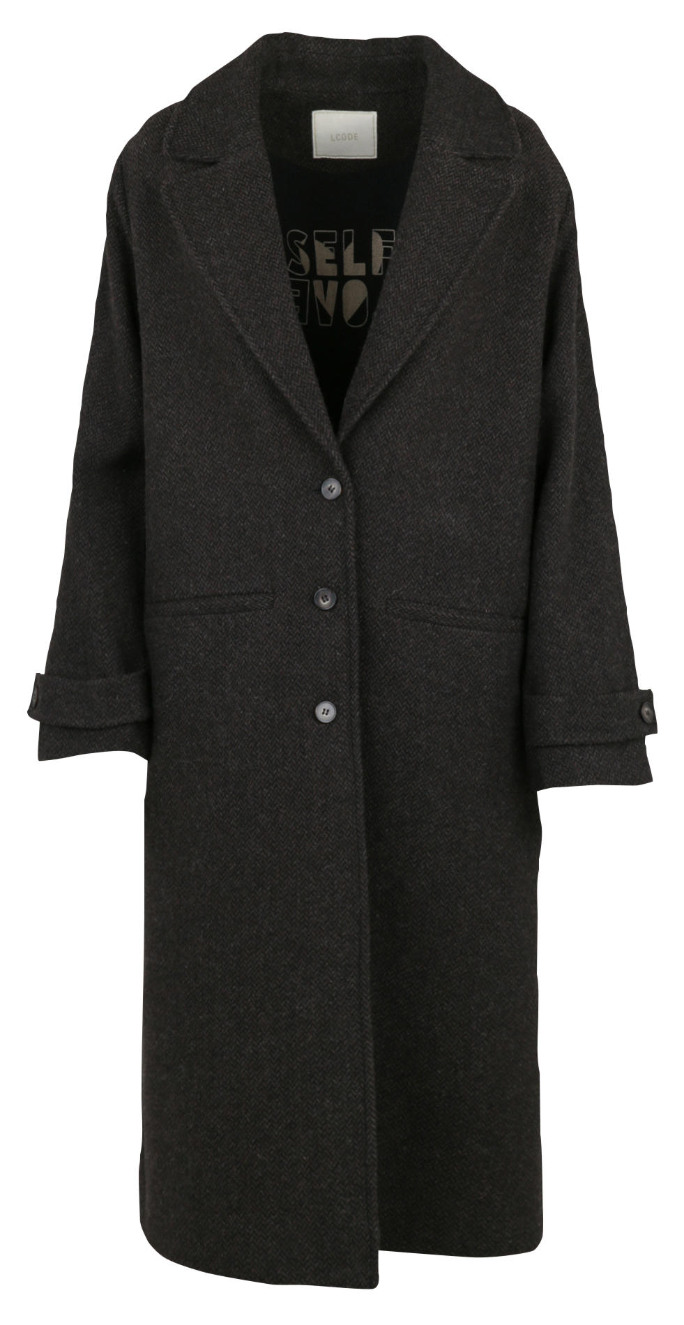 Straight coat in printed mixed wool I CODE Brown