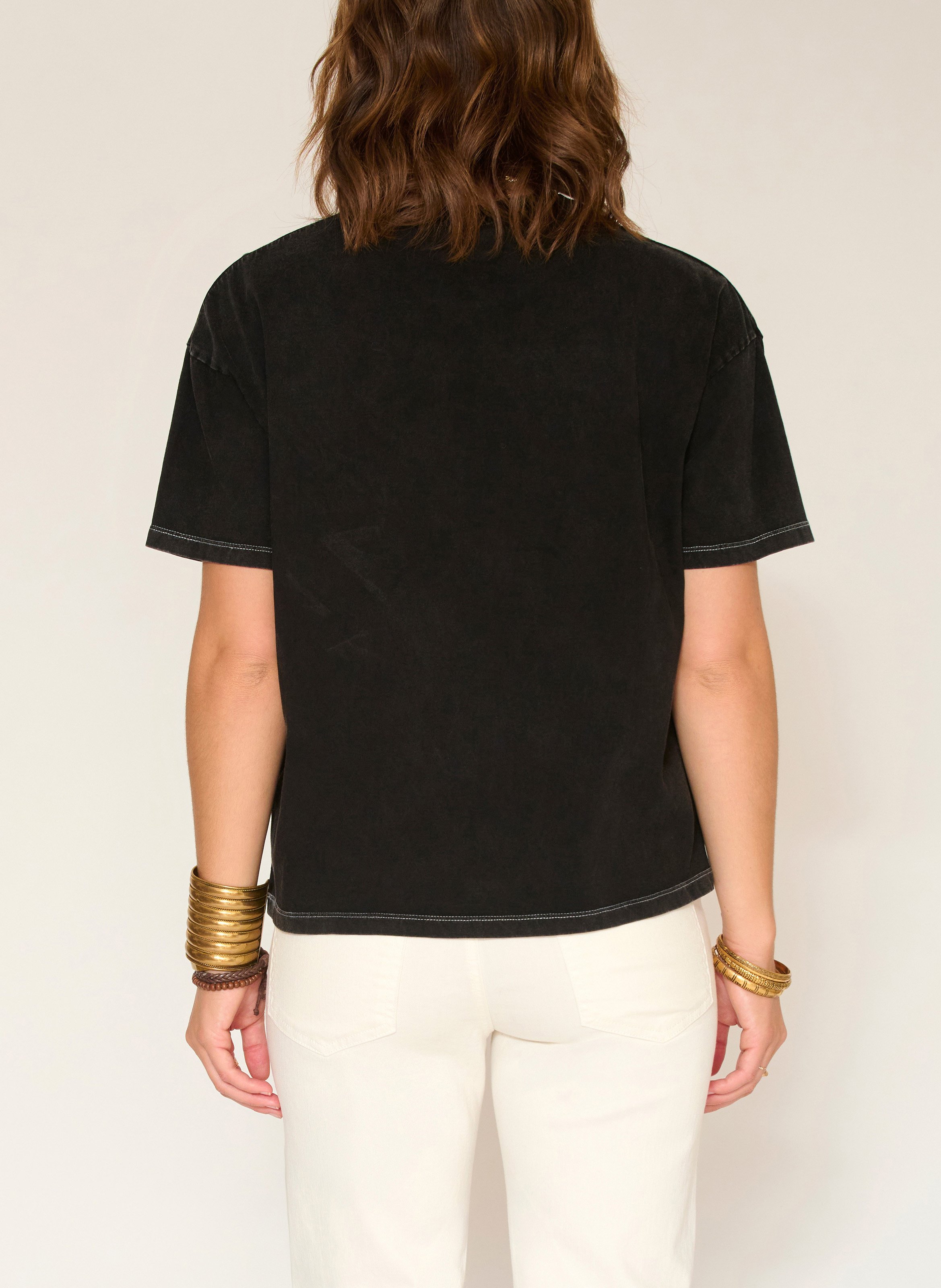 Regular-fit round-neck cotton T-shirt MKT Black