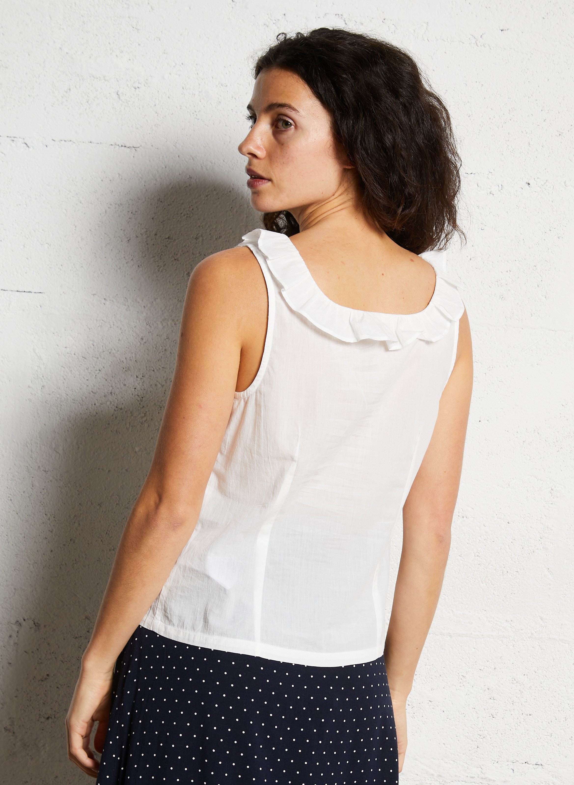 Top col rond en coton NICE THINGS Blanc