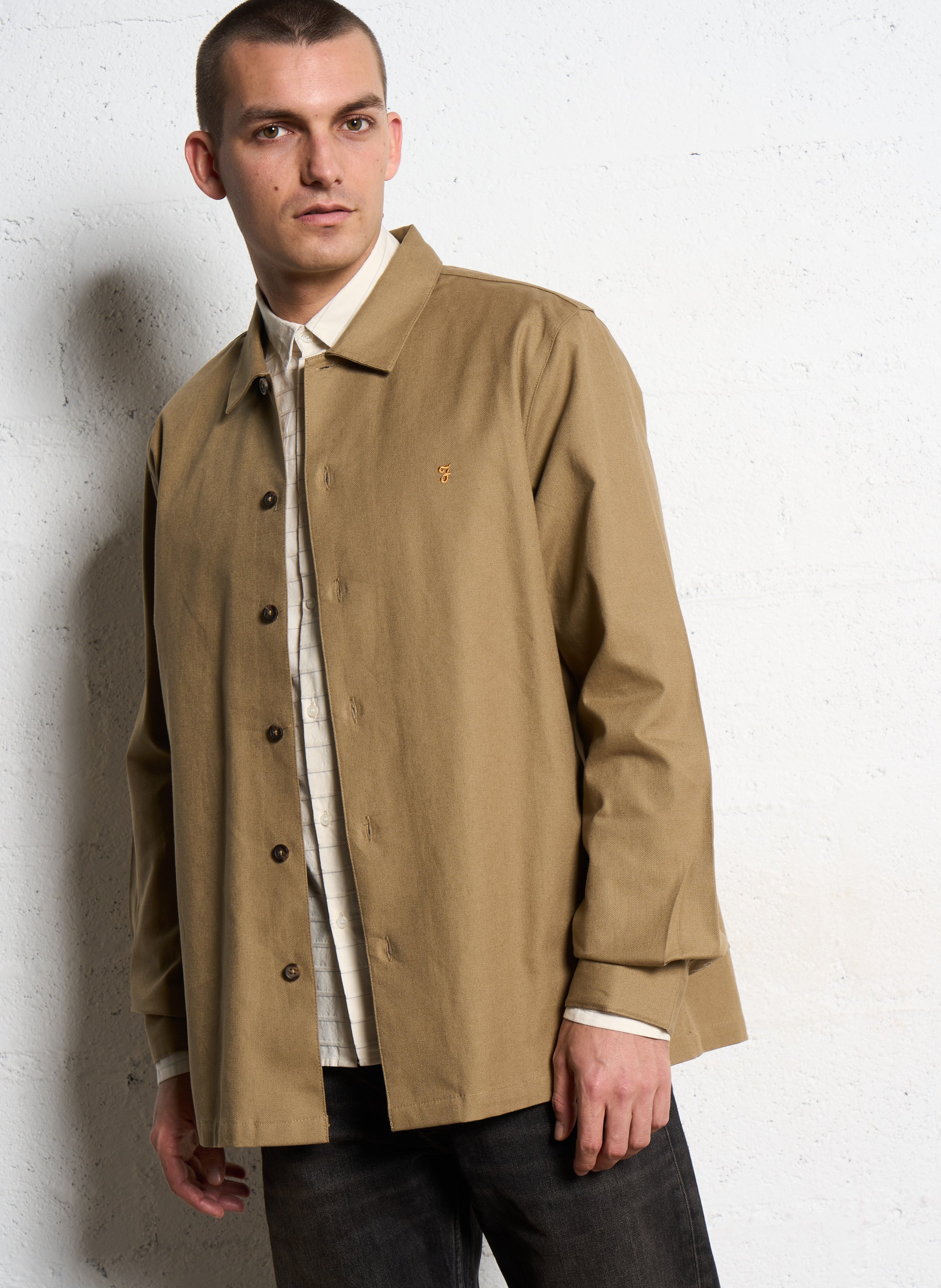 Surchemise oversize en coton FARAH Beige
