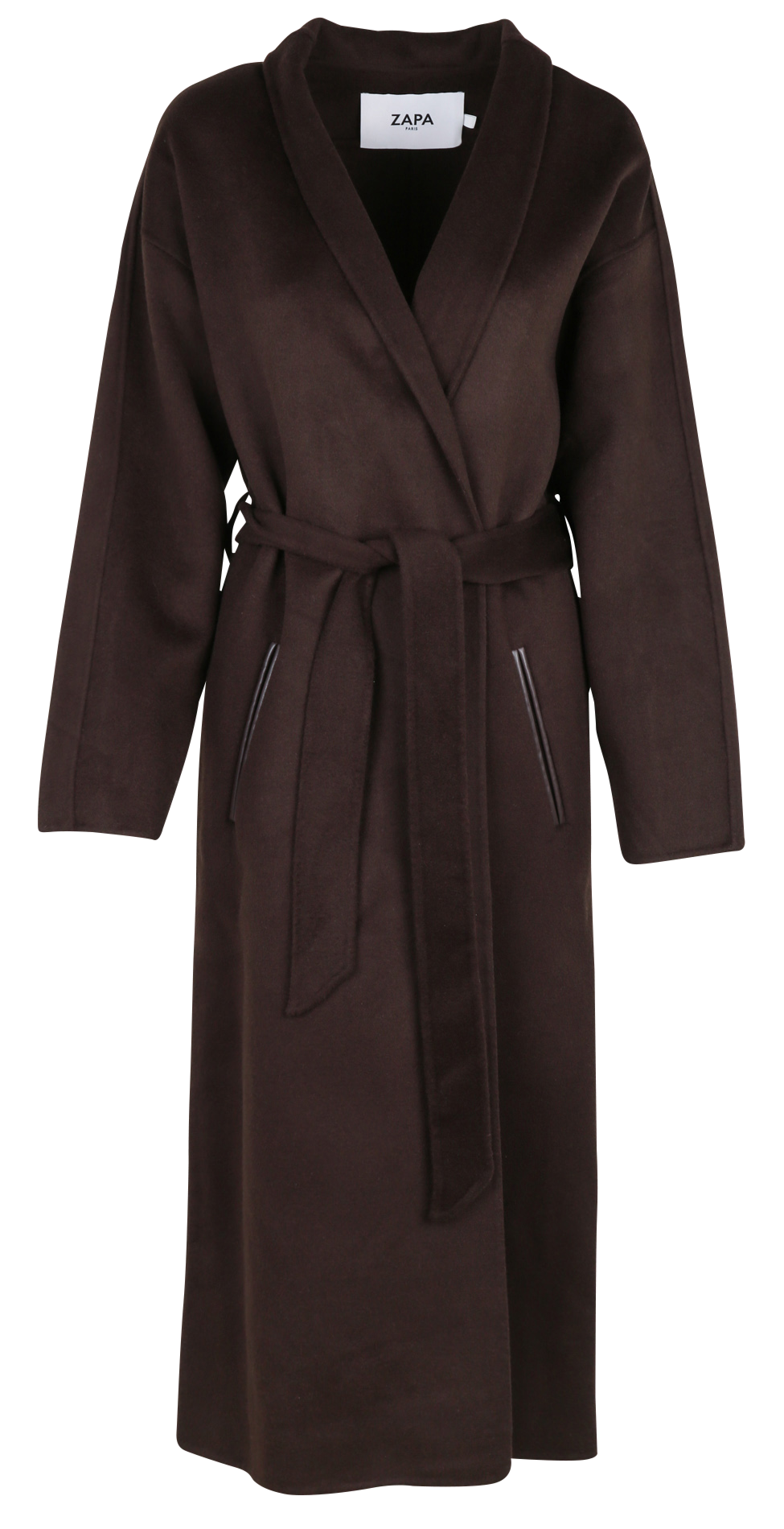 Coat with notched lapel in blended wool ZAPA Brown