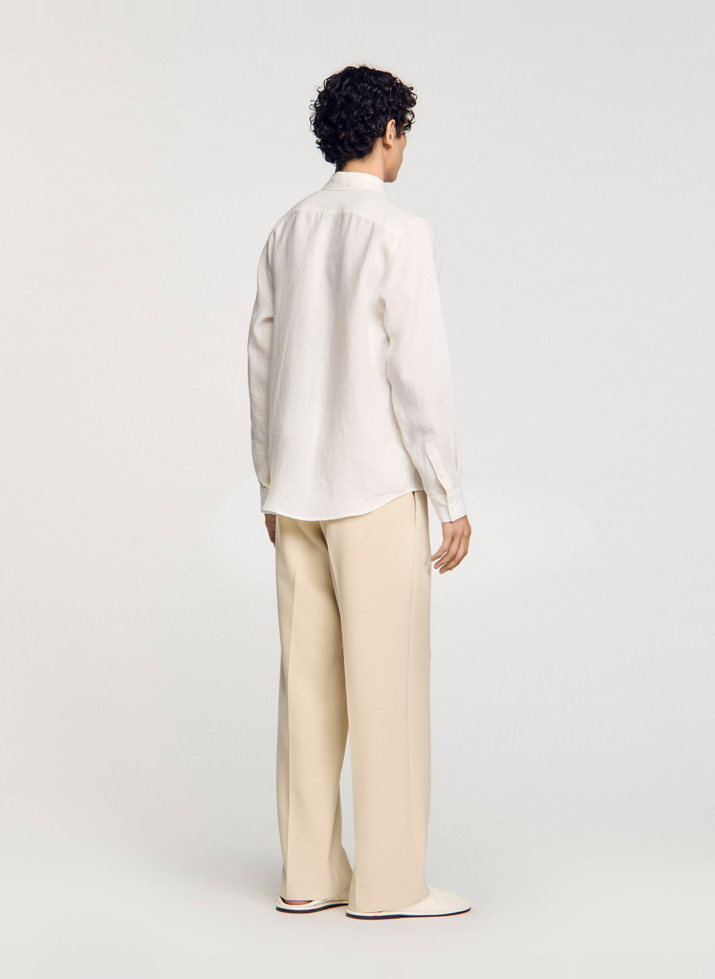 Chemise droite en lin SANDRO Beige